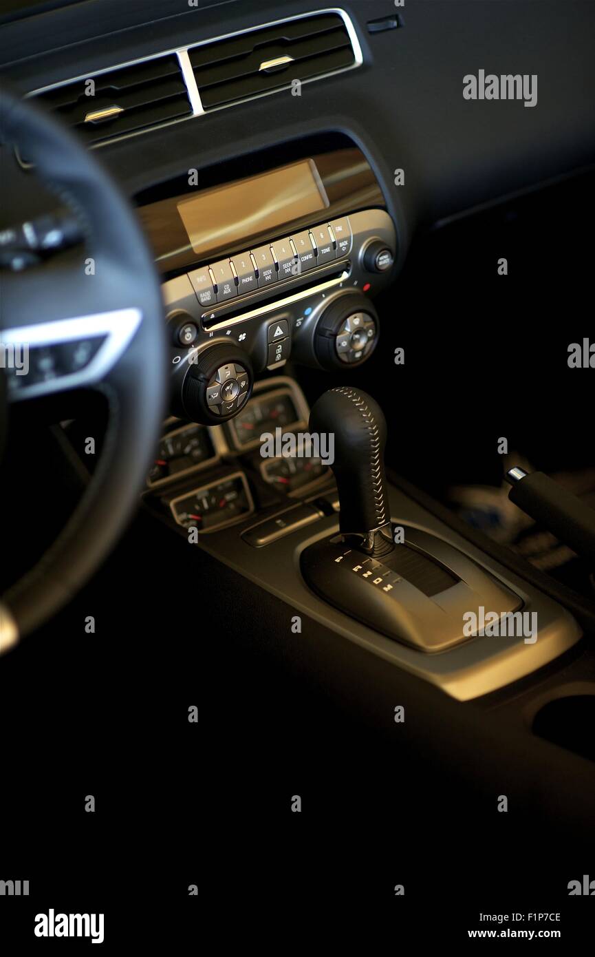 Sport Car Elegant Leather Interior and Dash. Car Interiors Photo Collection Stock Photo