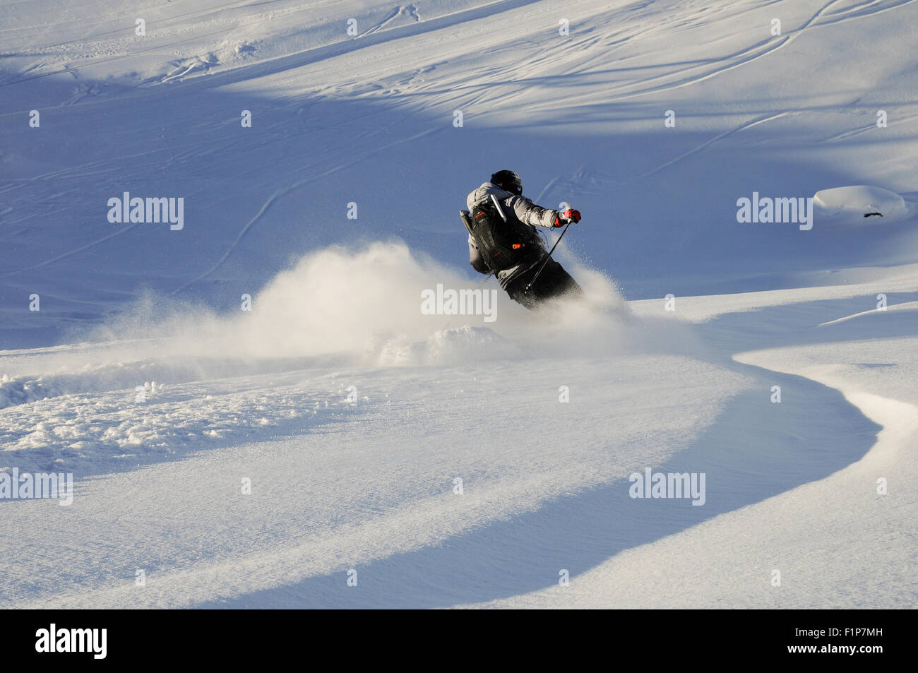 An alpine skier in Val Thorens France Stock Photo