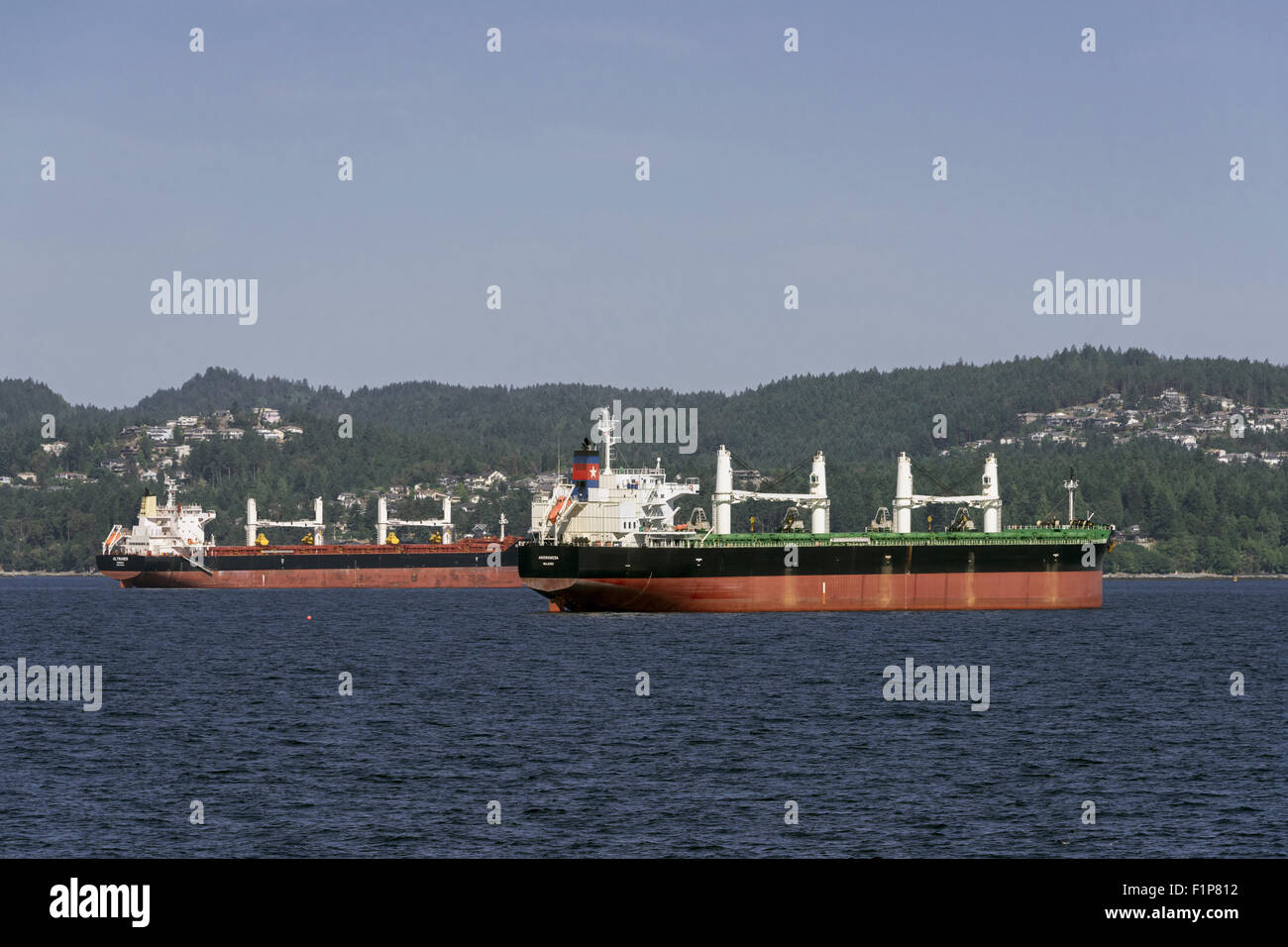 Container ships, Nanaimo Harbour, Vancouver Island, British Columbia