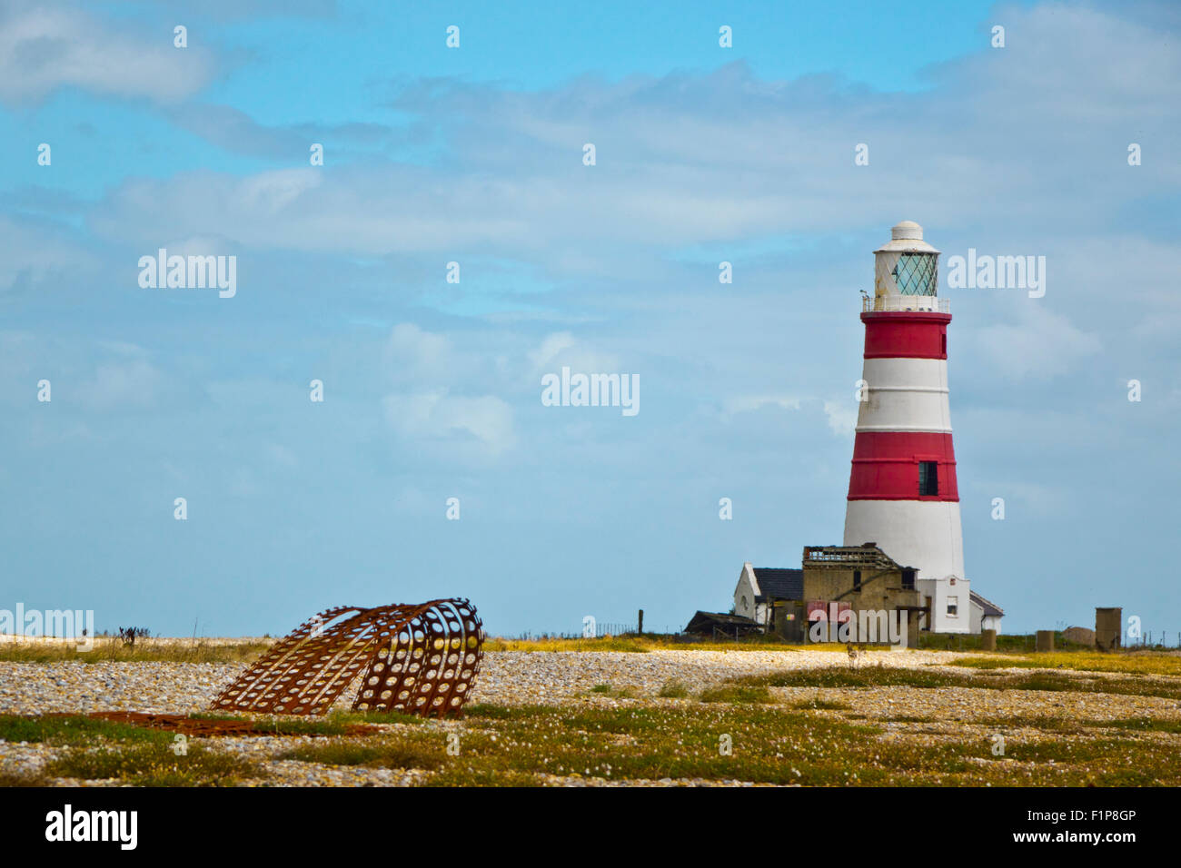 Orford Ness lighthouse red and white 2015 Stock Photo