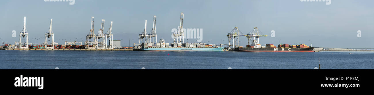 Deltaport container terminal panorama, Roberts Bank, Delta, British Columbia Stock Photo
