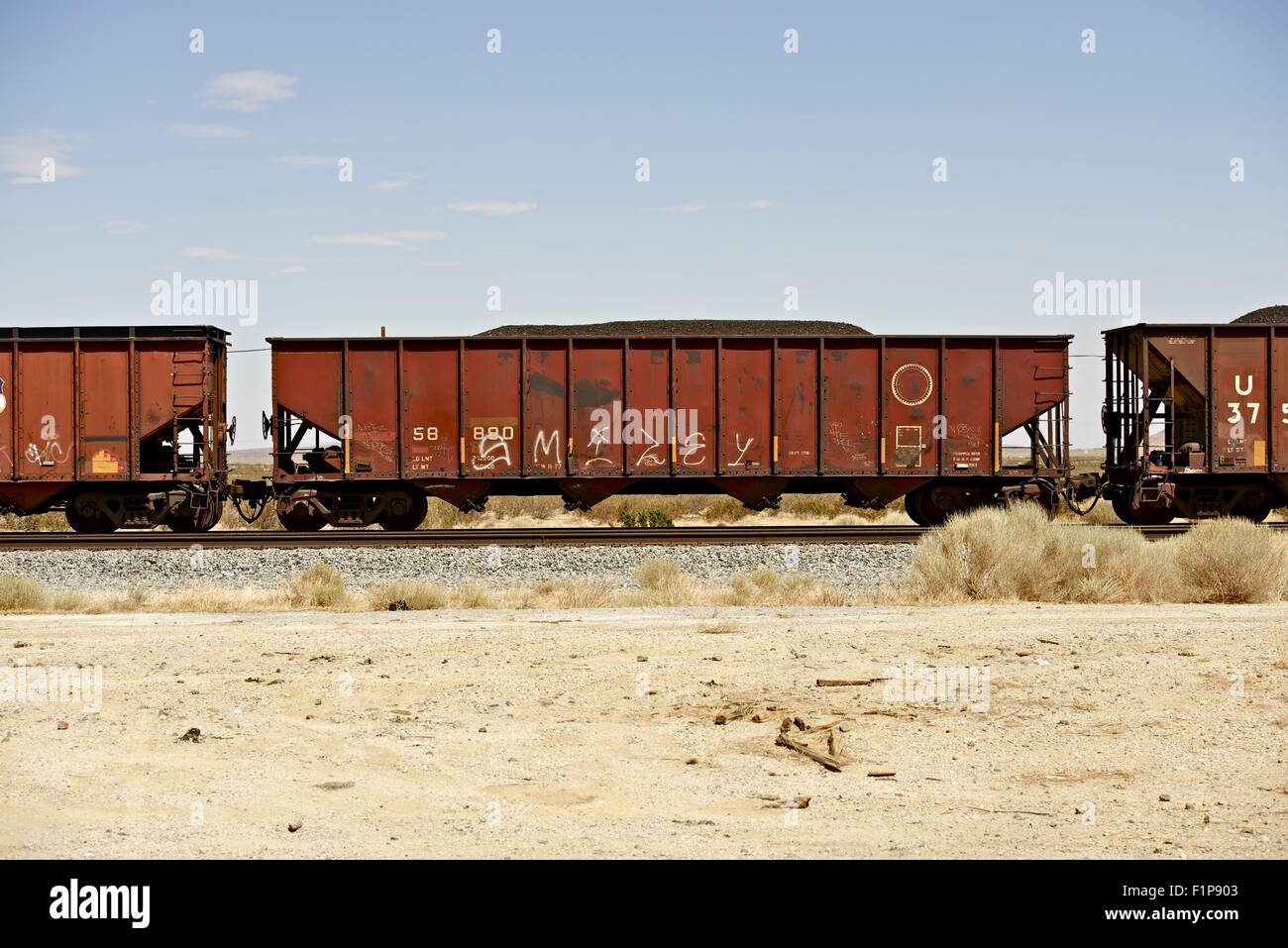 Cargo Railroad Cars in Southern California, USA. Transportation Photo