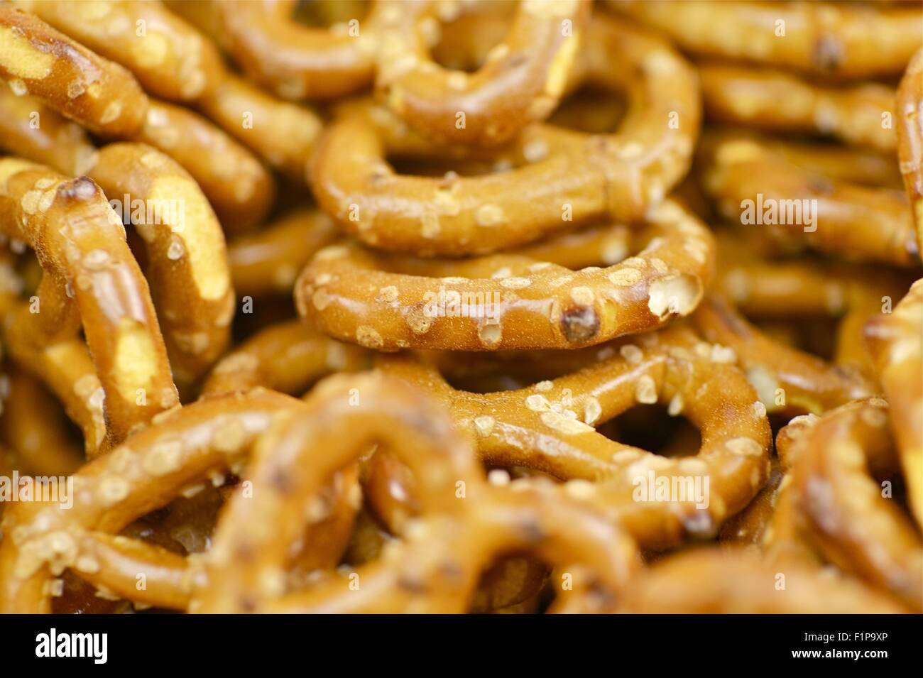Pretzels Closeup Photo. Fresh Tasty and Crispy Pretzels Stock Photo