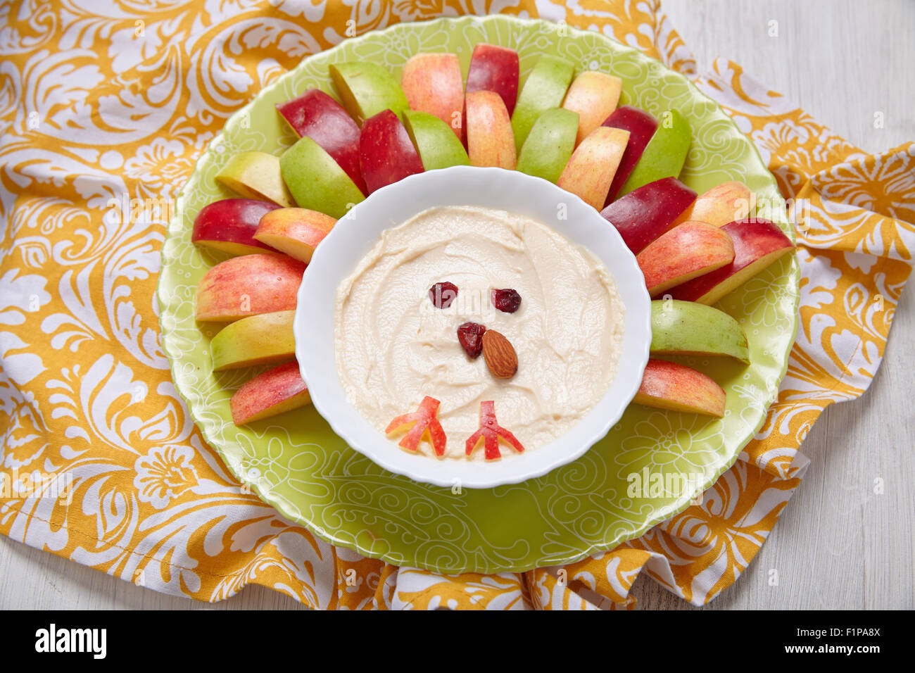 Apples with caramel cream cheese dip Stock Photo Alamy