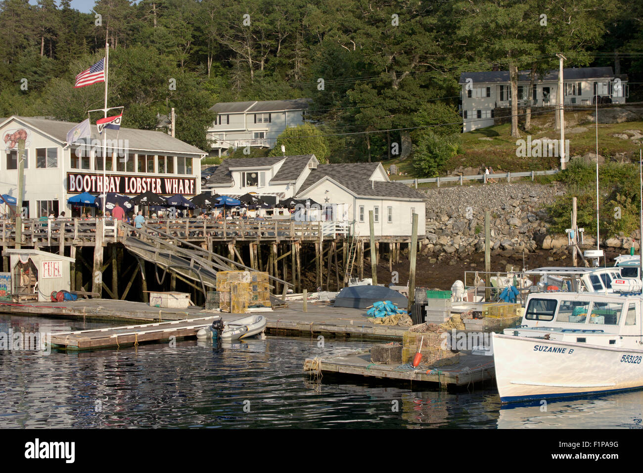 Lobster Wharf on the harbor in Boothbay Harbor, Maine Stock Photo Alamy