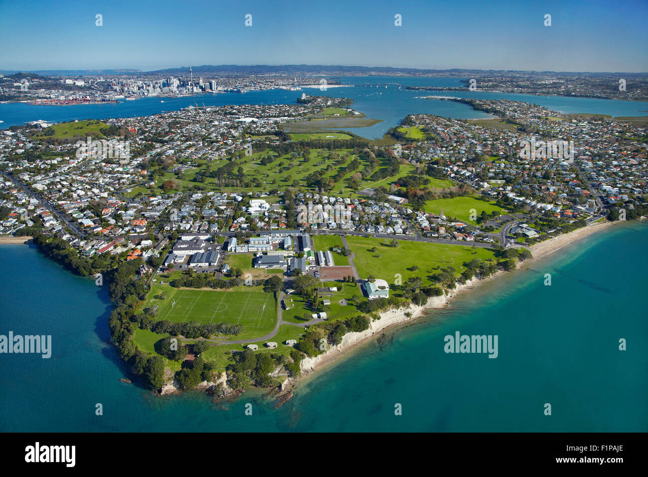 Fort Takapuna Reserve, HMNZS Tamaki Base, and Waitemata Golf Club