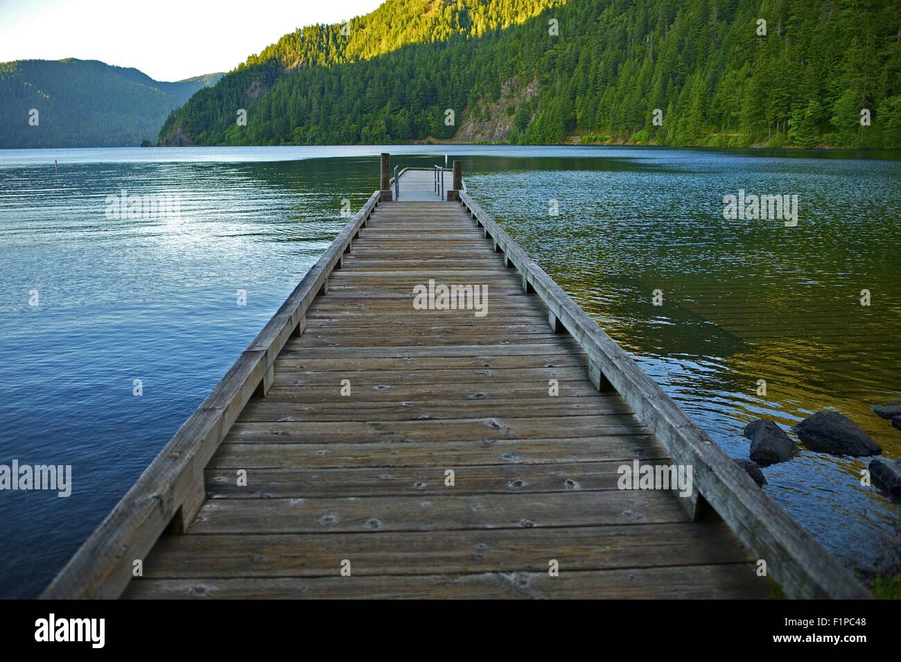 Wood Floating Dock Over Crescent Lake in the Olympic National Park