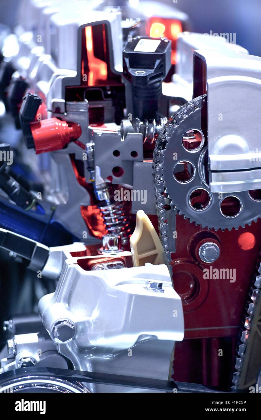 Gas Car Engine Vertical Photo. Model of the Modern Car Engine