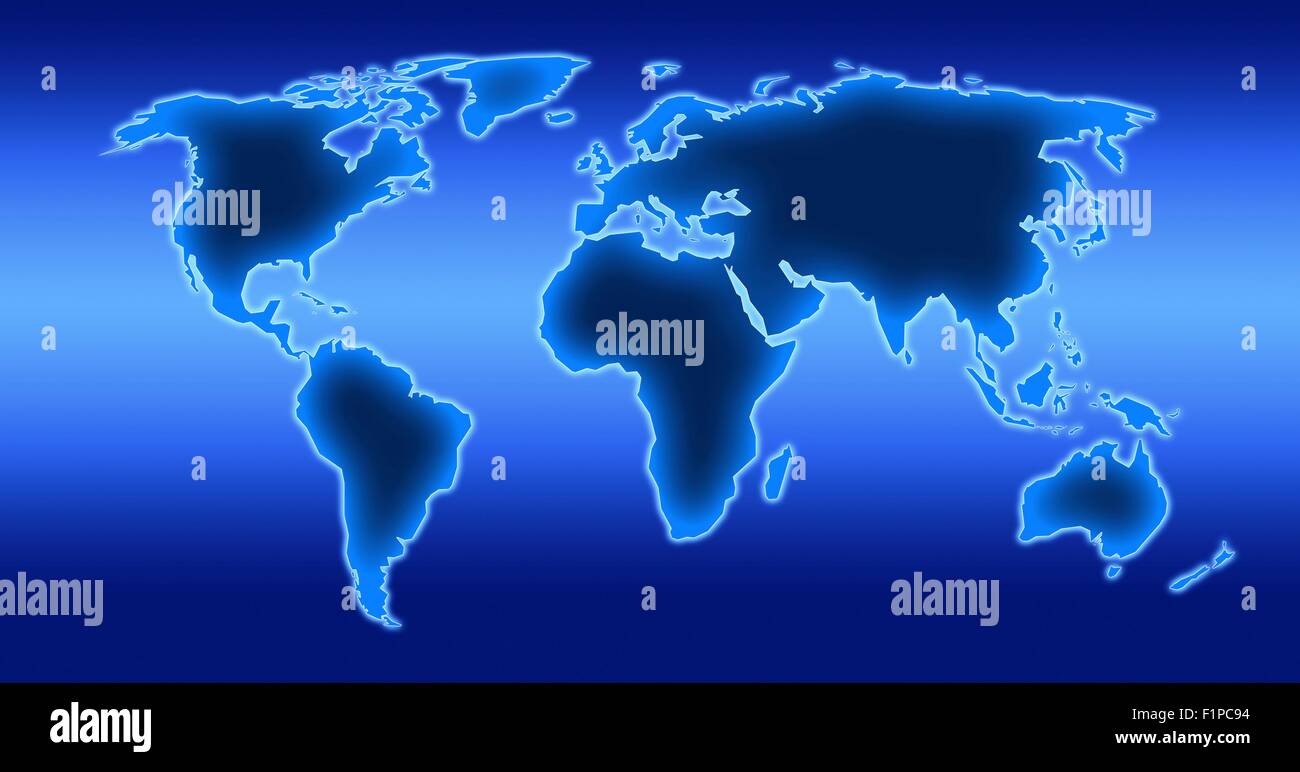 Computer artwork of a world map illustration. Stock Photo