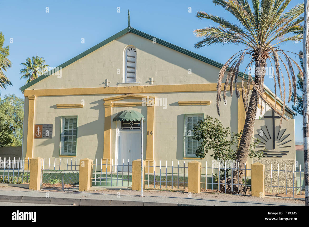 The New Apostolic Church  in Britstown, a small town in the Northern Cape Karoo region of South Africa Stock Photo