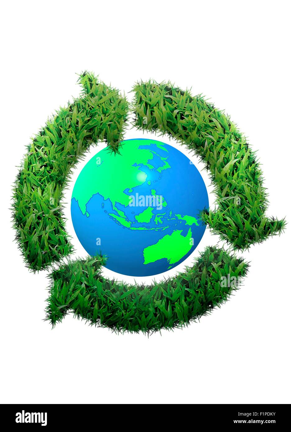 Earth And Recycling Logo Made From Grass Computer Illustration Stock Photo Alamy