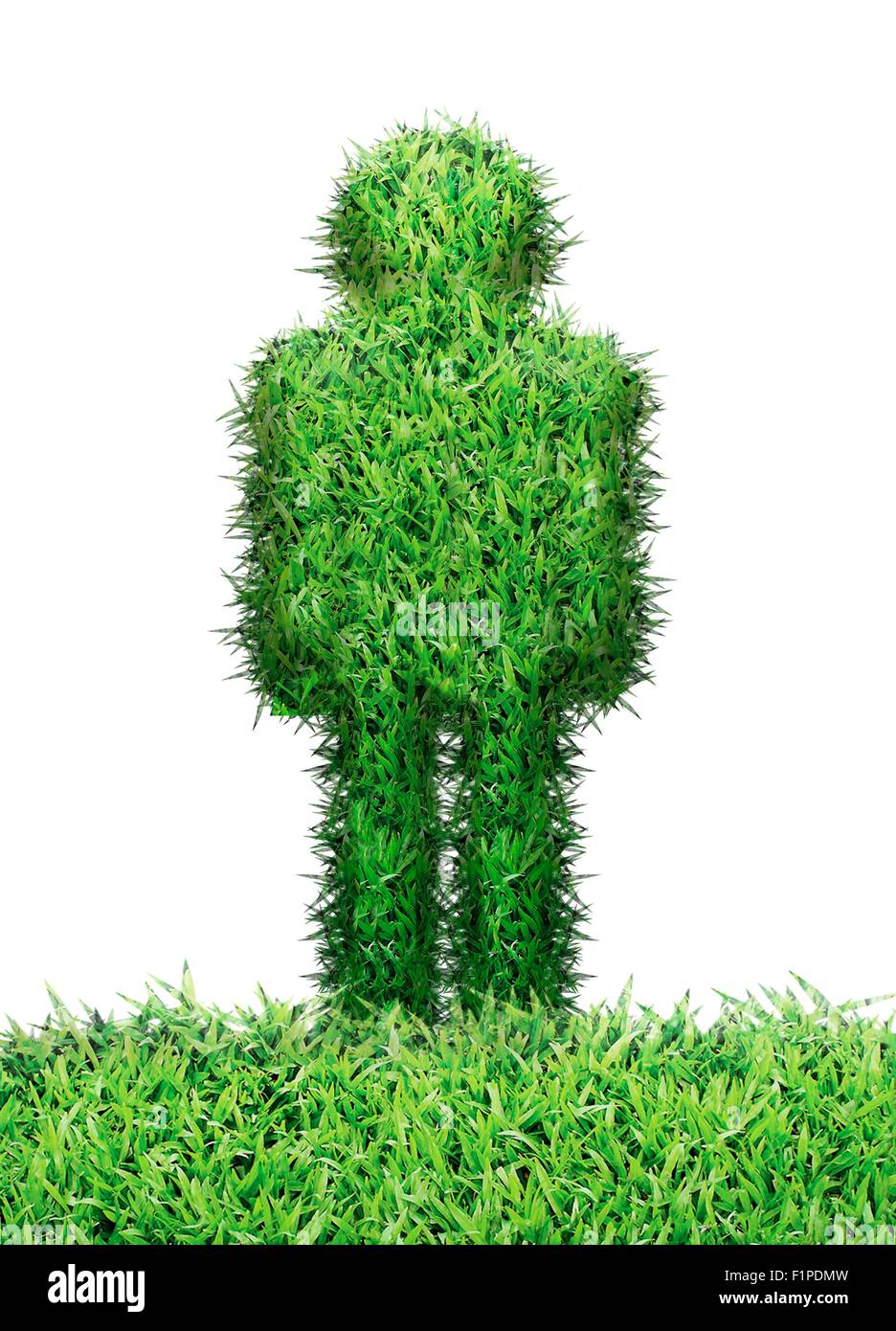 Human figure made from grass, computer illustration. Stock Photo