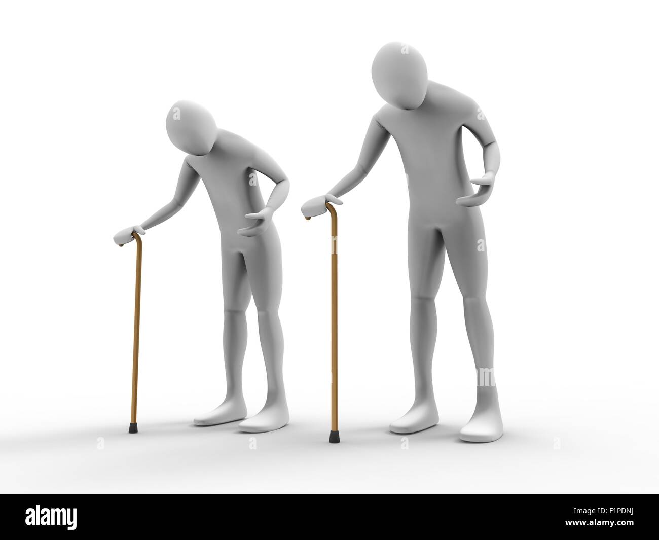 Olderly couple walking with canes. Stock Photo