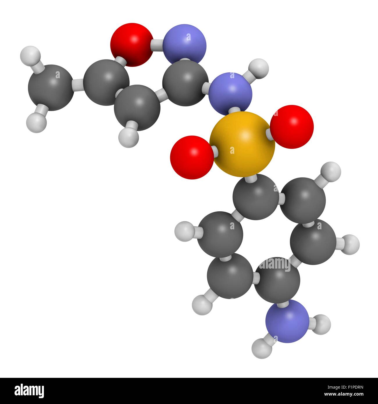 Sulfamethoxazole antibiotic drug molecule (sulfonamide class) Commonly