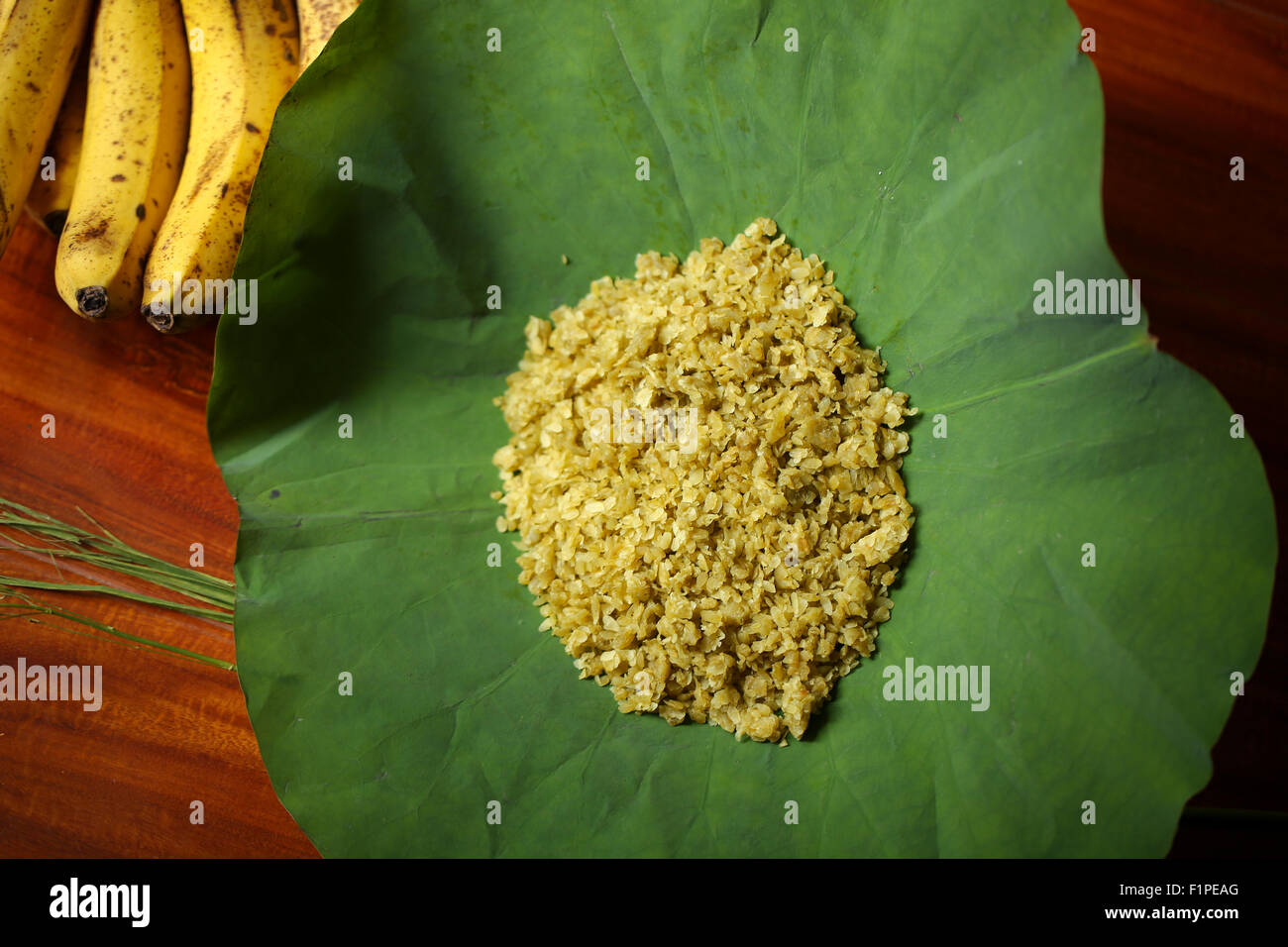 A portion of green rice or young rice, a traditional cuisine of Vietnam ...