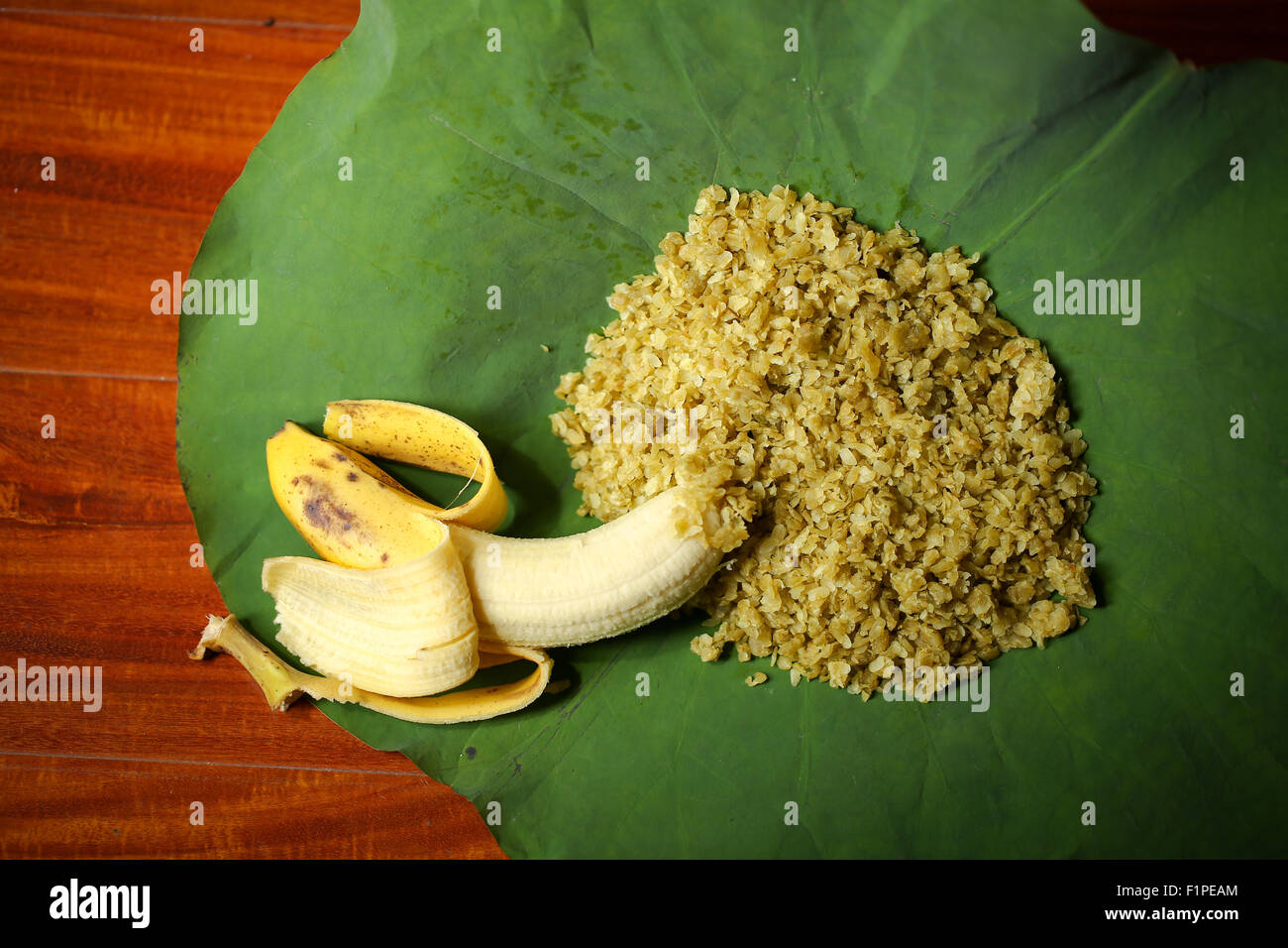 A portion of green rice or young rice, a traditional cuisine of Vietnam Stock Photo