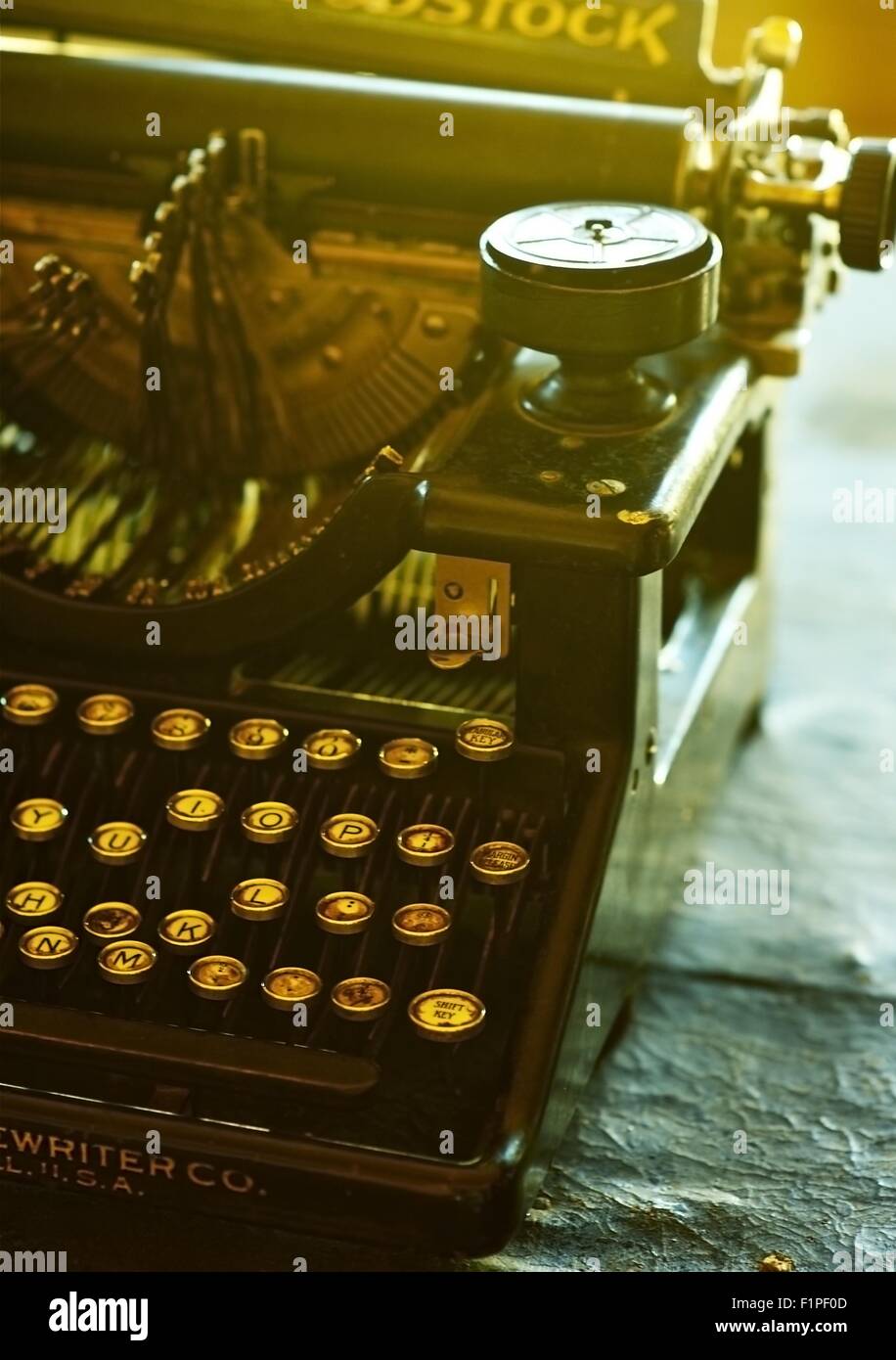 Old Vintage Typewriter - Vertical Photo. Stock Photo