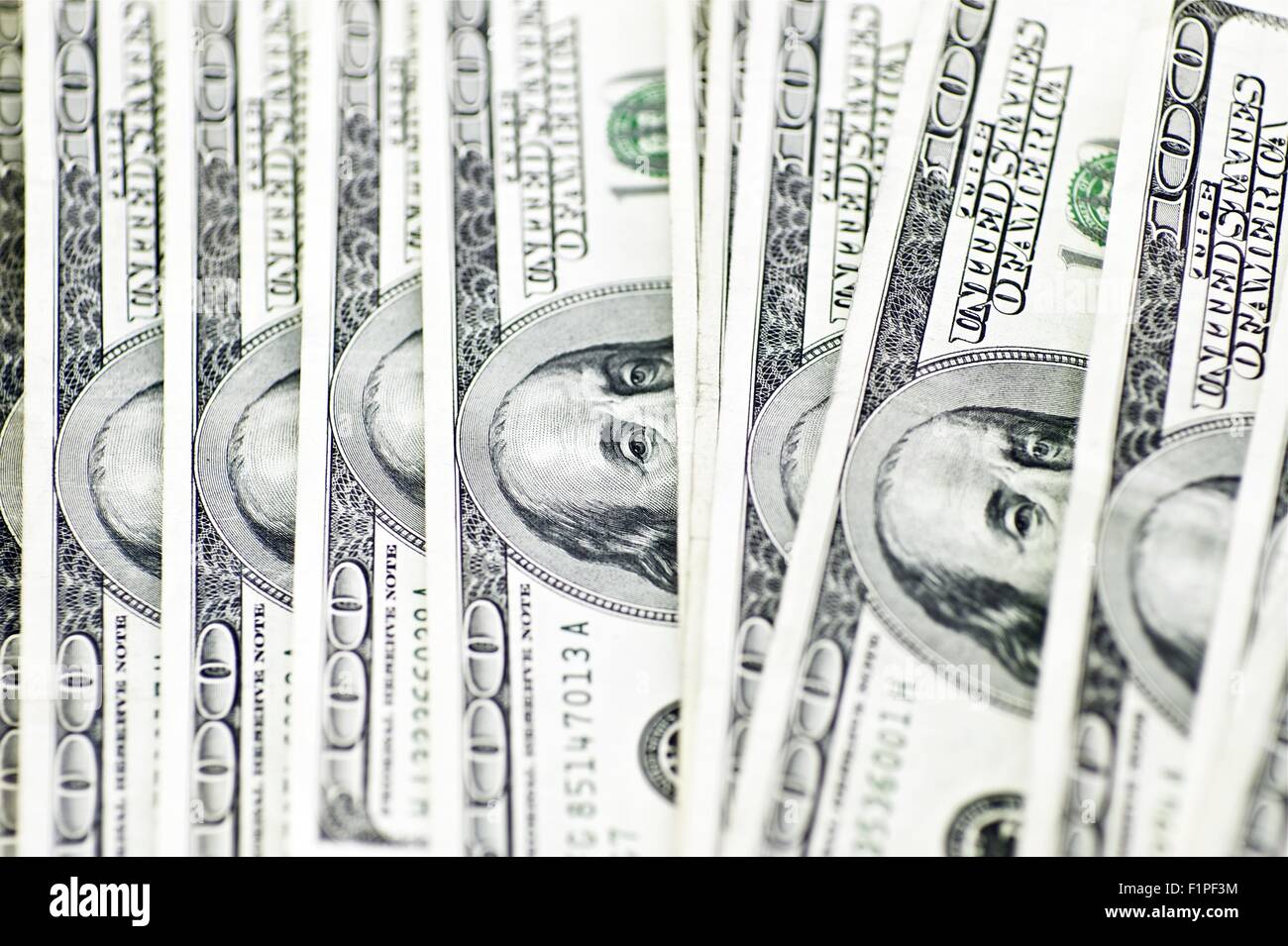 100 Dollar Bills. Few Bills Background. Stock Photo
