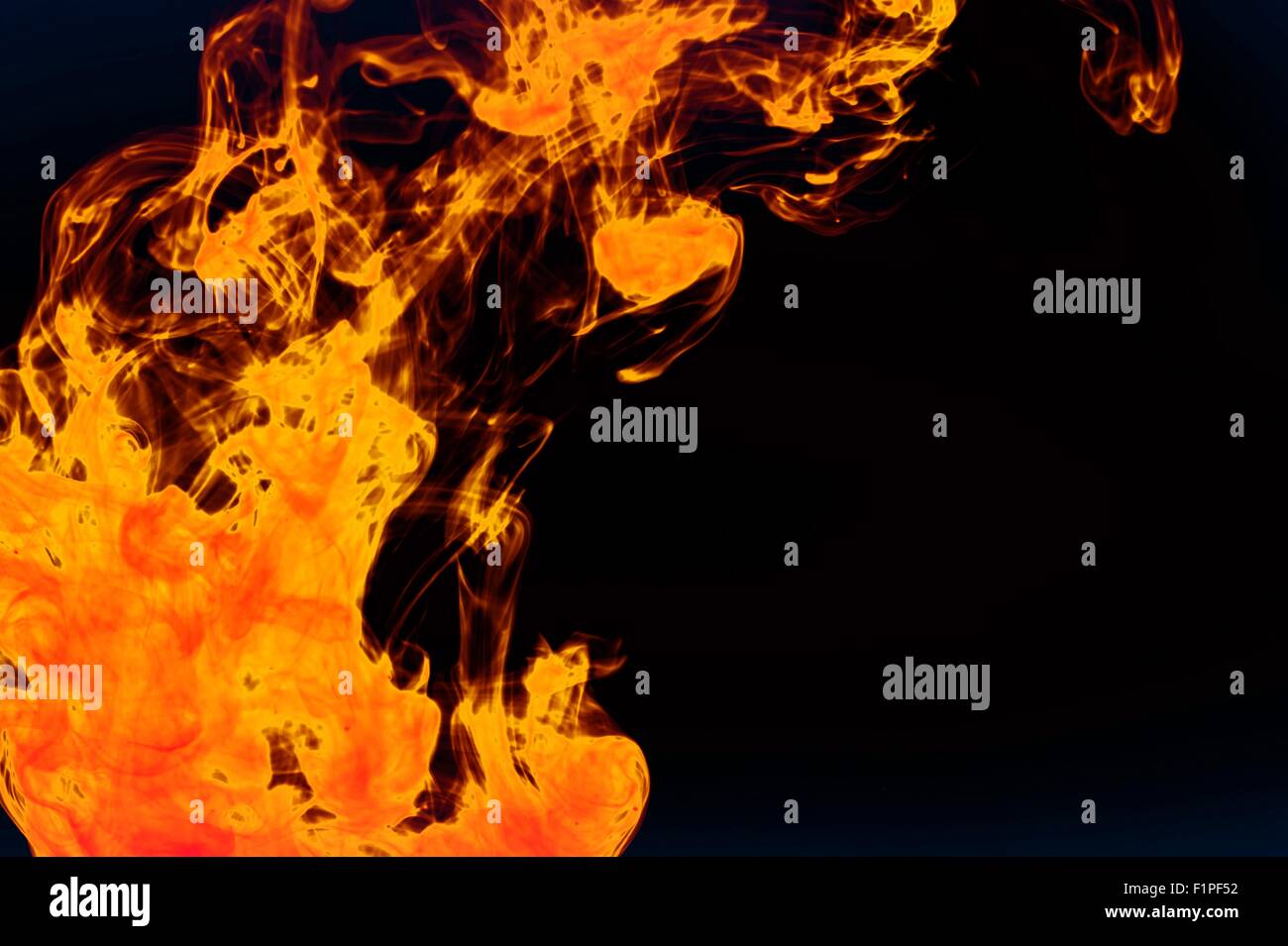 Fire Flames - Black Background. Abstract Flames Stock Photo