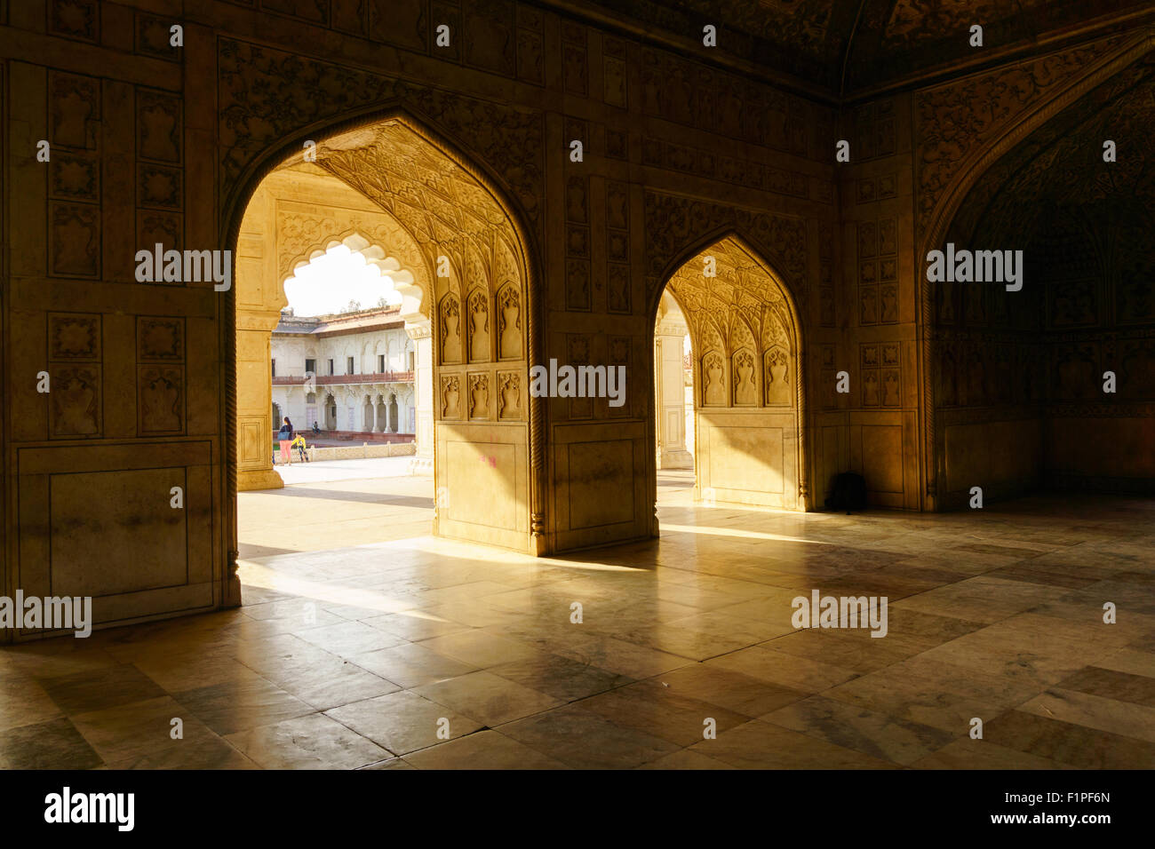 Red fort and a view from the Shah Jahan's room, Agra, India. Stock Photo