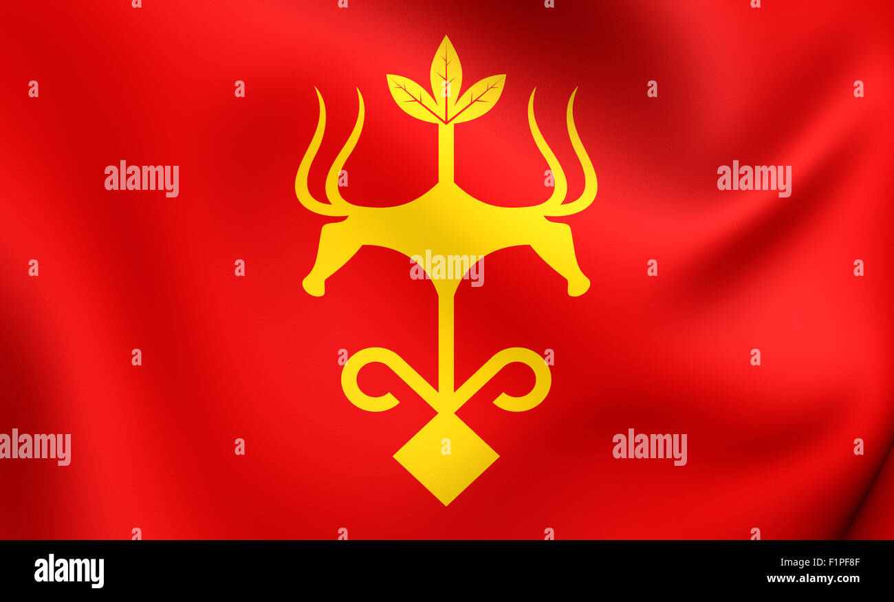Flag of Maykop, Russia. Close Up. Stock Photo