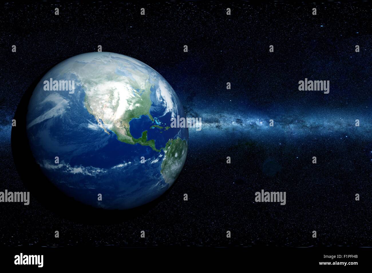Earth: North American Continent. Globe / Earth - Norther Hemisphere. Dark Comos. Stock Photo