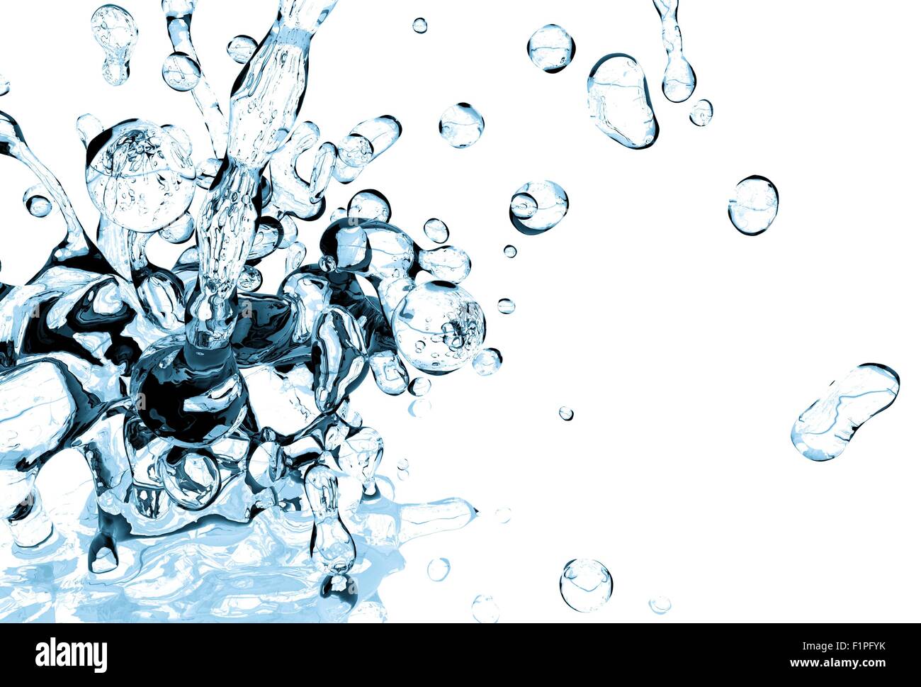 Fresh Cold Water Splash on White Solid Background. 3D Rendered