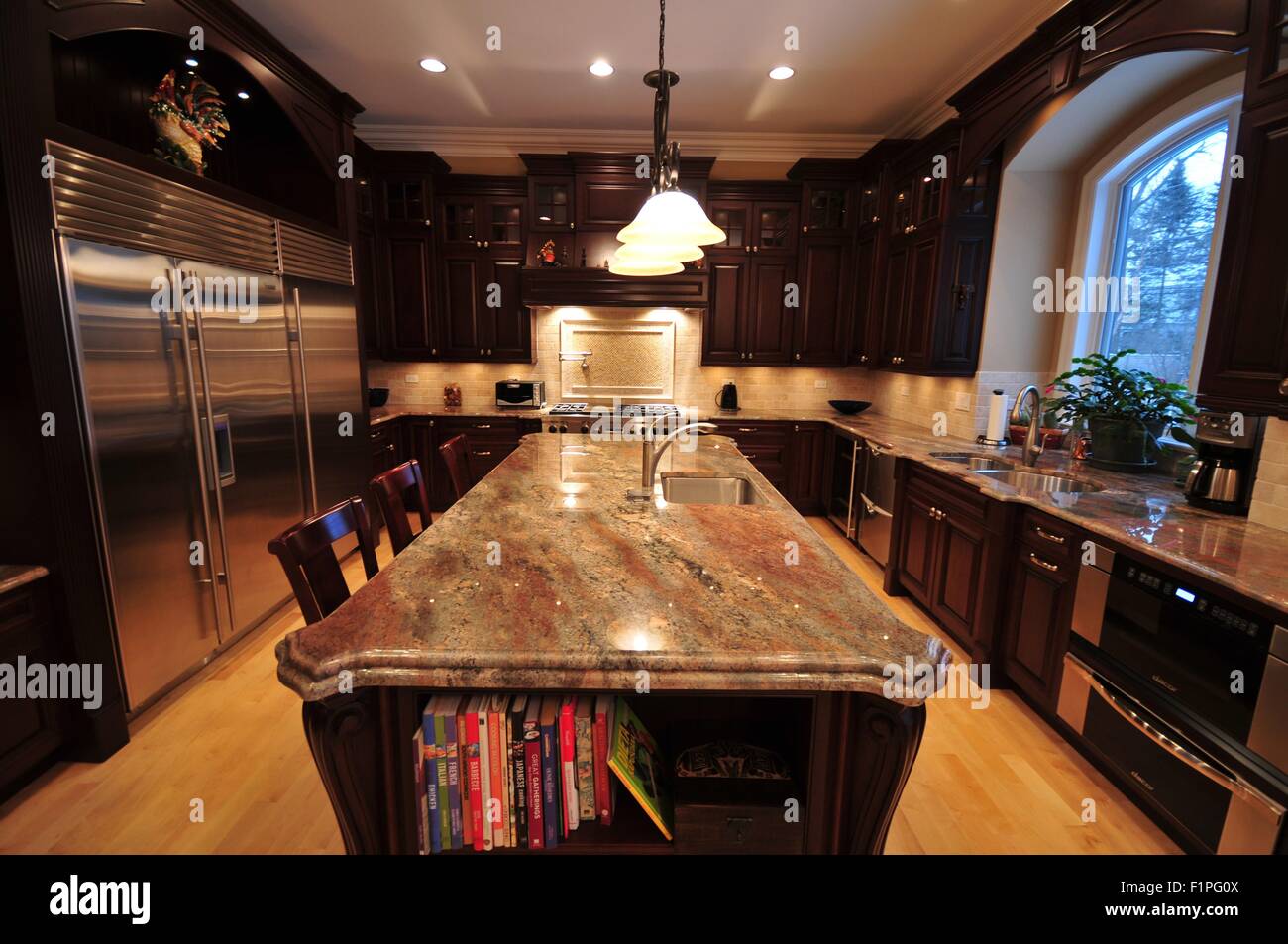Fancy Huge Kitchen With Granite Countertops Stock Photo 87162010