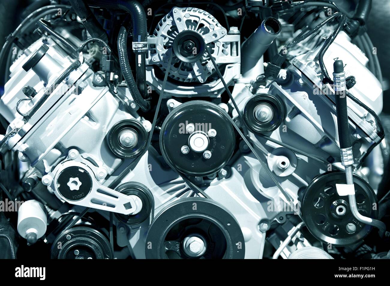 Powerful Gasoline Engine Closeup Modern Transportation Technology