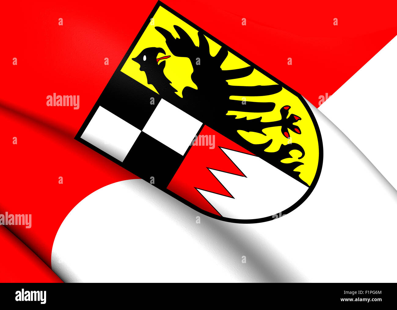 Flag of Middle Franconia, Germany. Close Up. Stock Photo