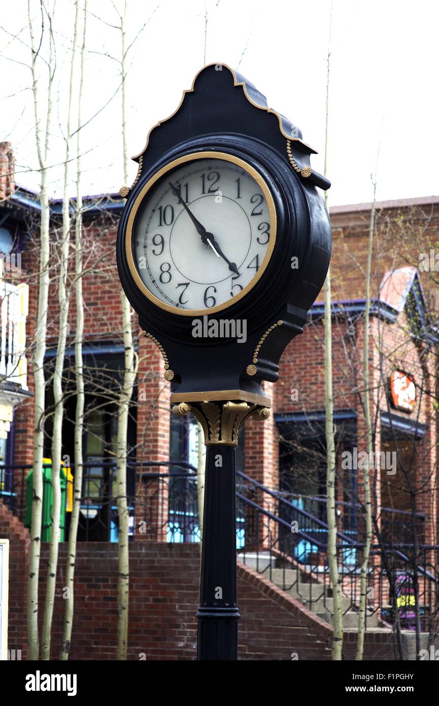 Breckenridge Colorado, USA. Large Public Street Watch. Main Street, Breckenridge, CO. Vertical Photo Stock Photo
