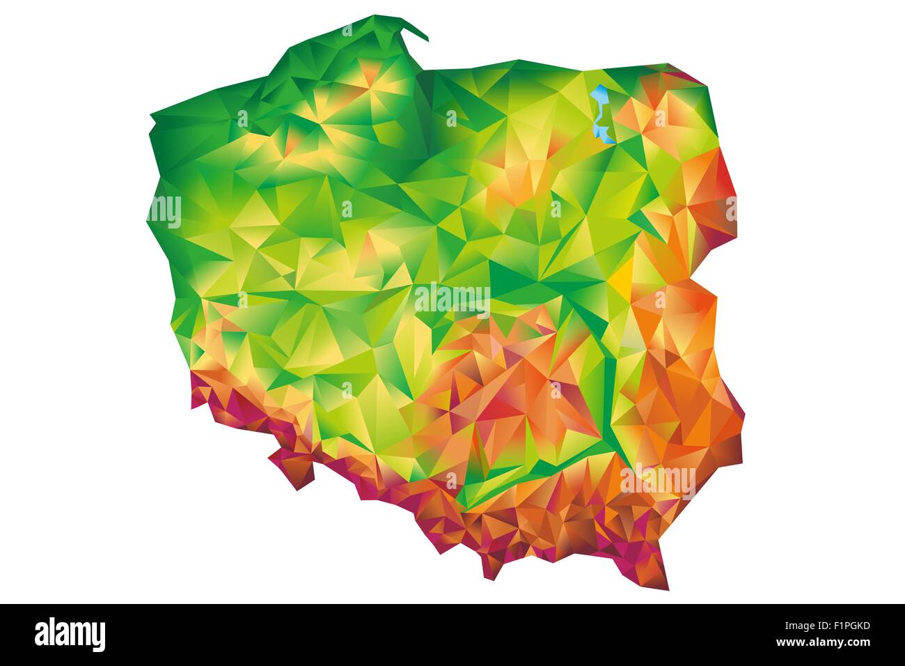 Geometric Poland Map Concept Illustration Isolated on White Background. Poland, Europe. Stock Photo