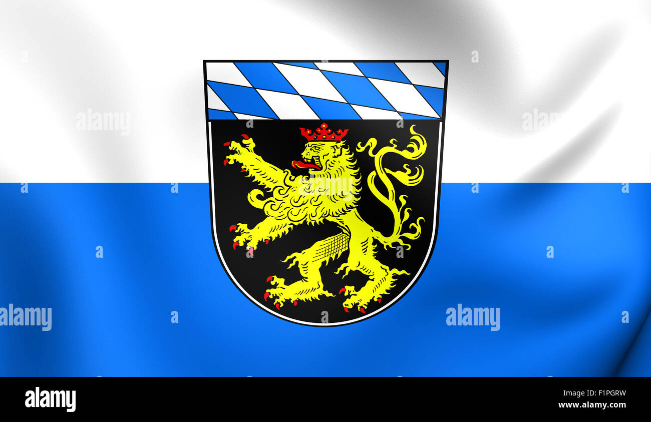 3D Flag of Upper Bavaria, Germany. Close Up. Stock Photo