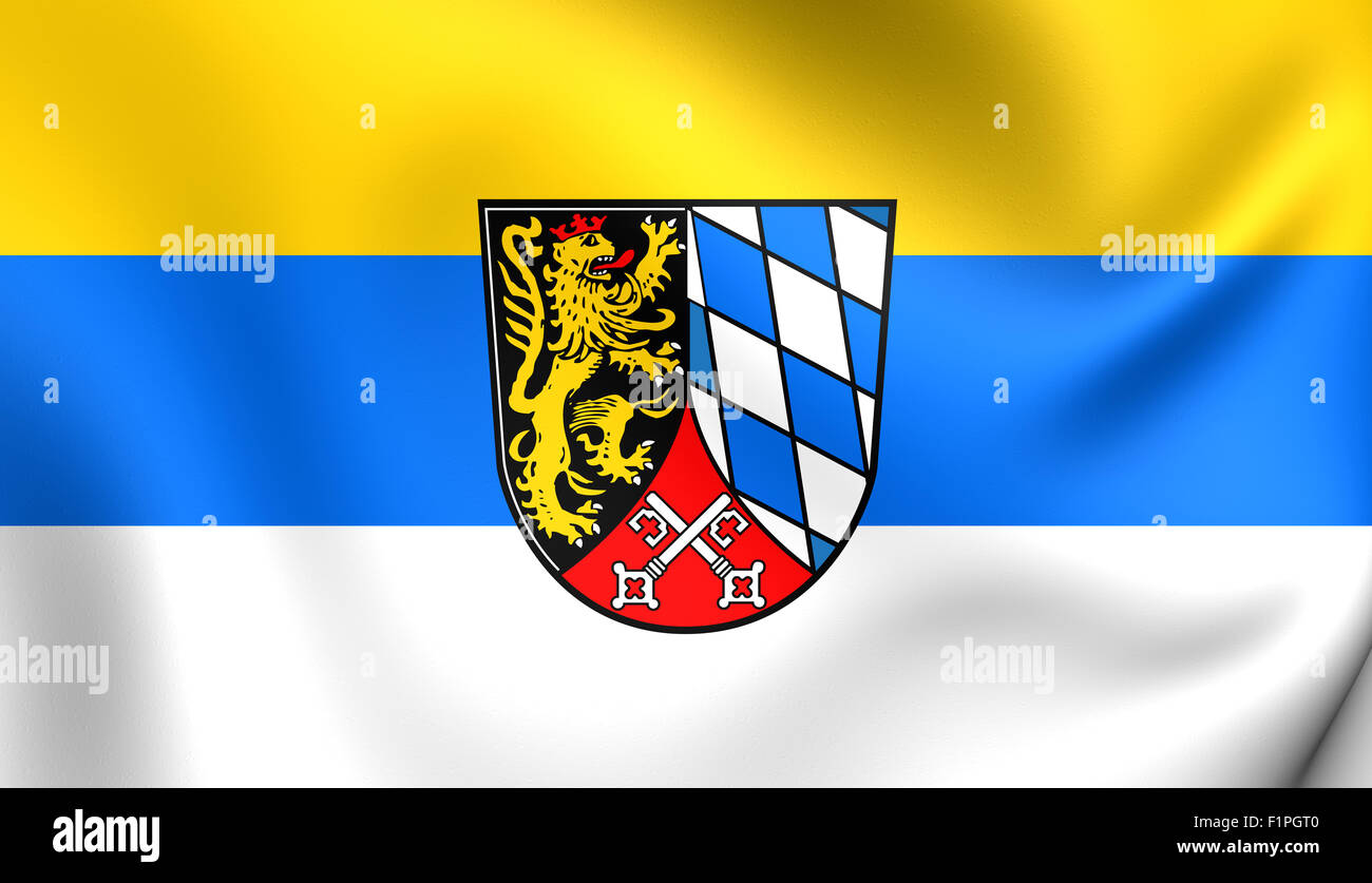 3D Flag of the Upper Palatinate, Germany. Close Up. Stock Photo