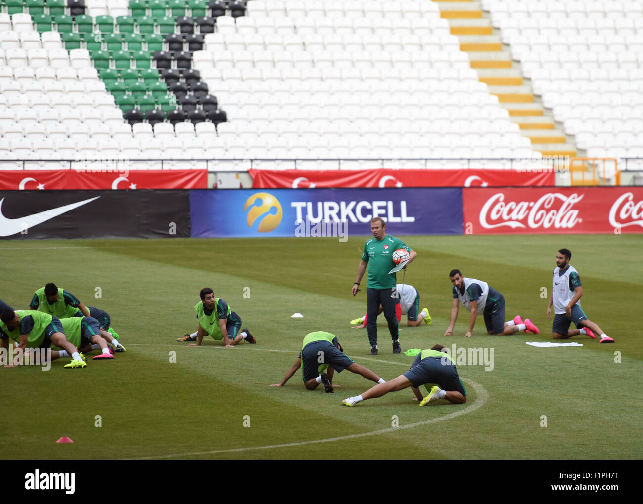 Konya, Turkey. 5th Sep, 2015. Turkish national team takes pre-match training before the UEFA Euro 2016 Group A qualifying match in Konya, Turkey, Sept. 5, 2015. Turkey will play against Netherlands on Sunday. Credit:  He Canling/Xinhua/Alamy Live News Stock Photo