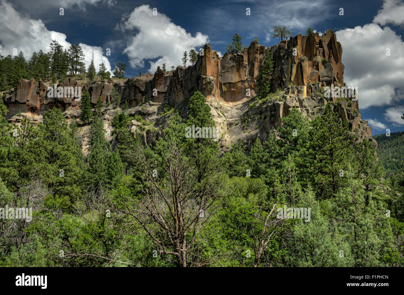 Battleship Rock, in the Jemez Mountains of northern New Mexico Stock