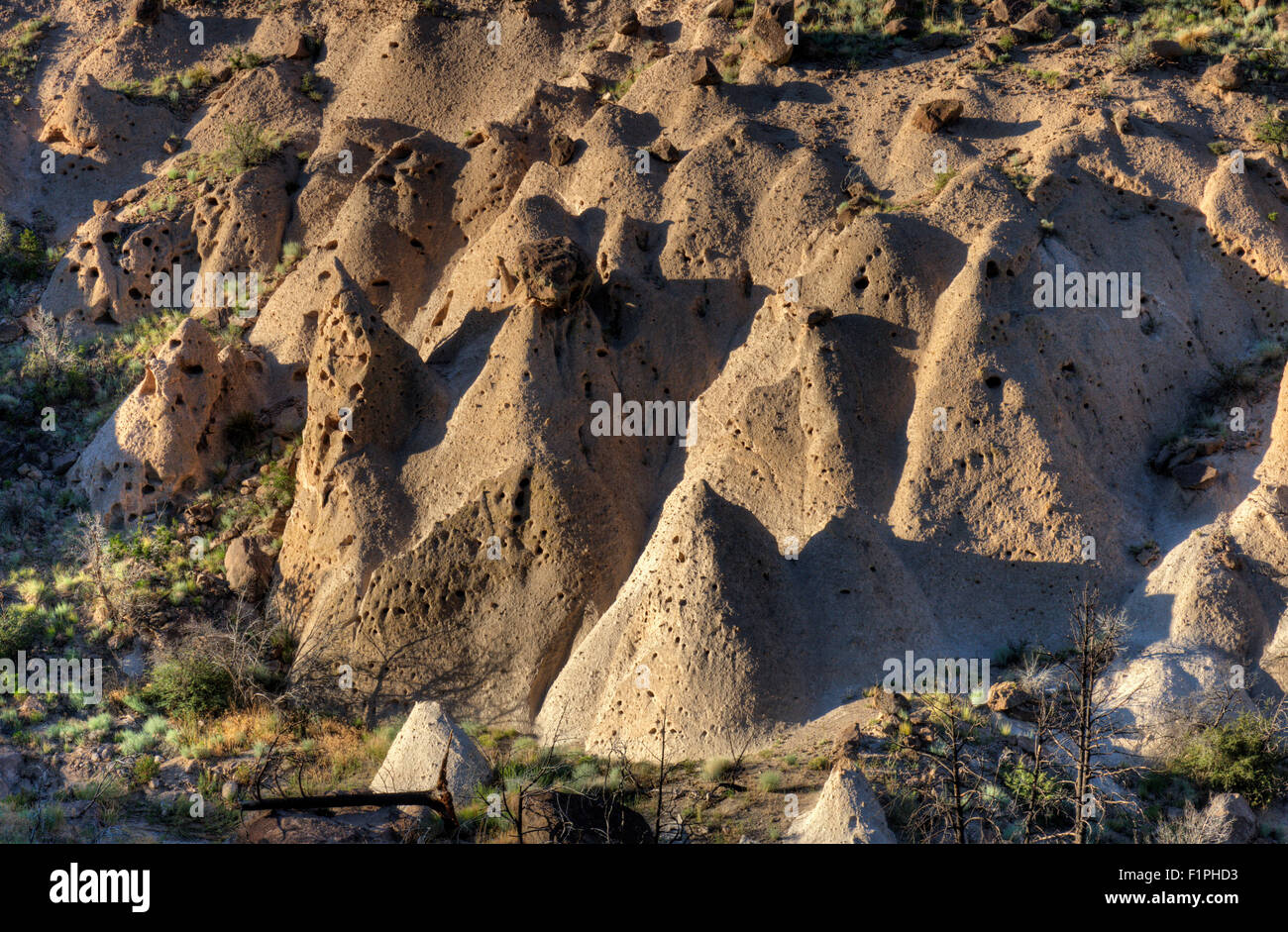 Some cone-shaped 'tent rocks' in Eagle Canyon of New Mexico's Jemez Mountains. Stock Photo