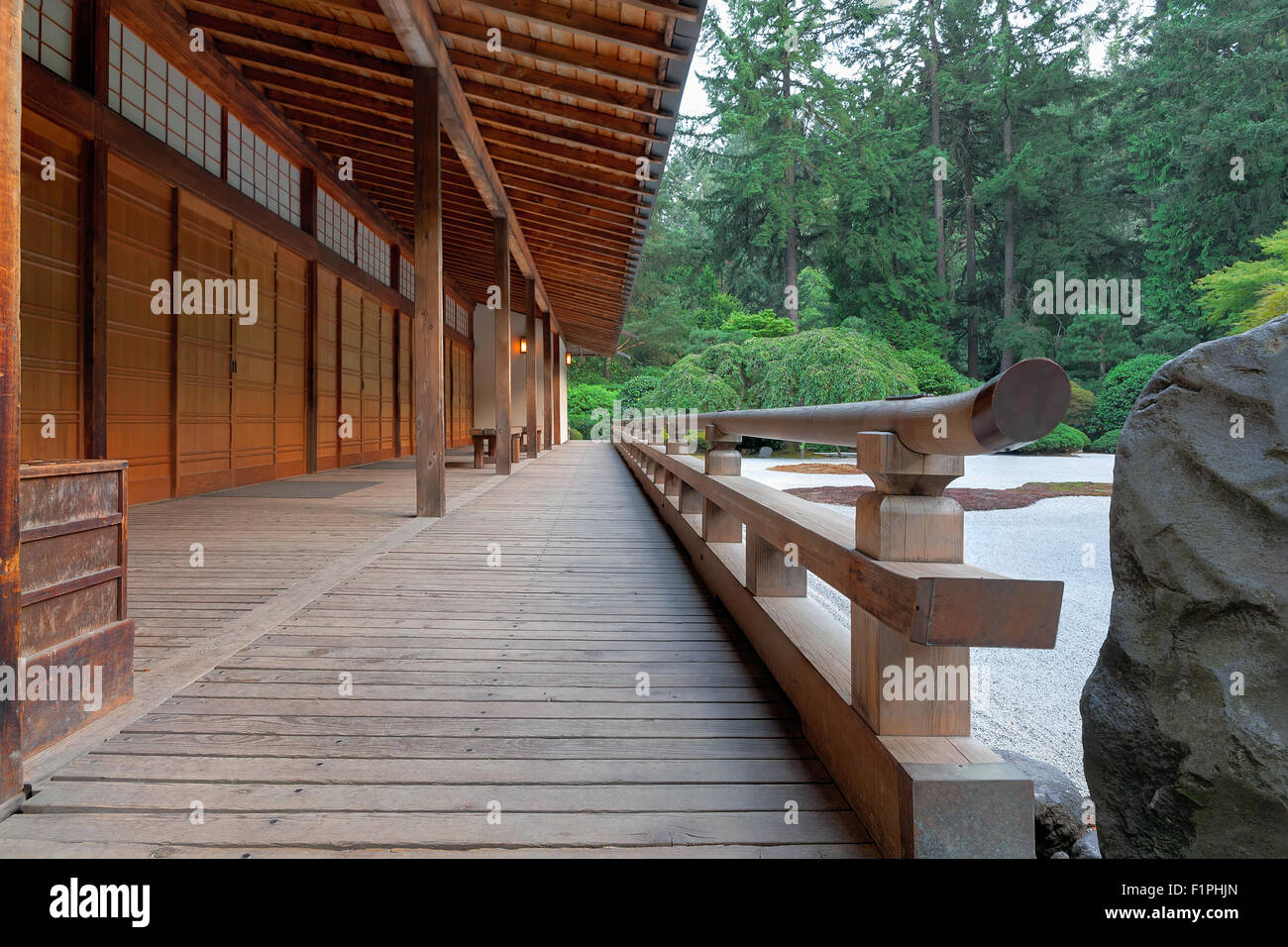 The Pavilion and Sand Garden at Japanese Garden Stock Photo