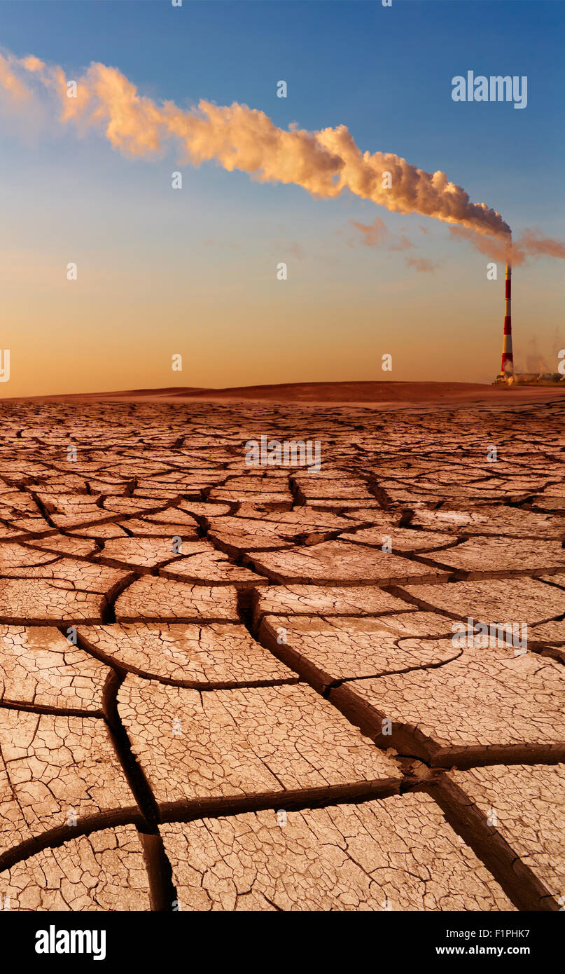 Industrial destruction, global warming concept Stock Photo