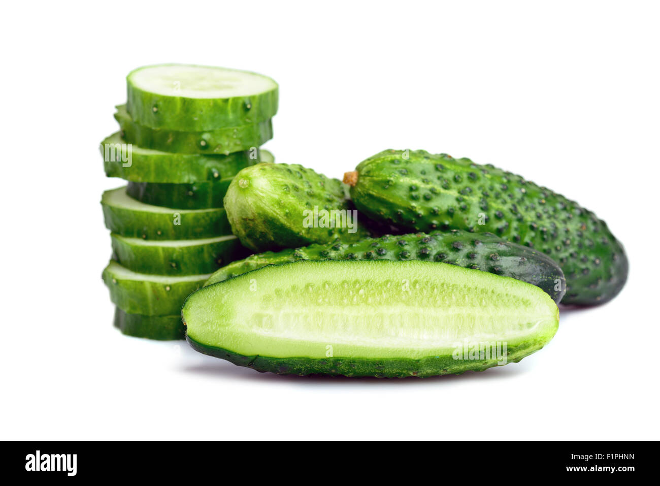 Cucumbers isolated at white background Stock Photo