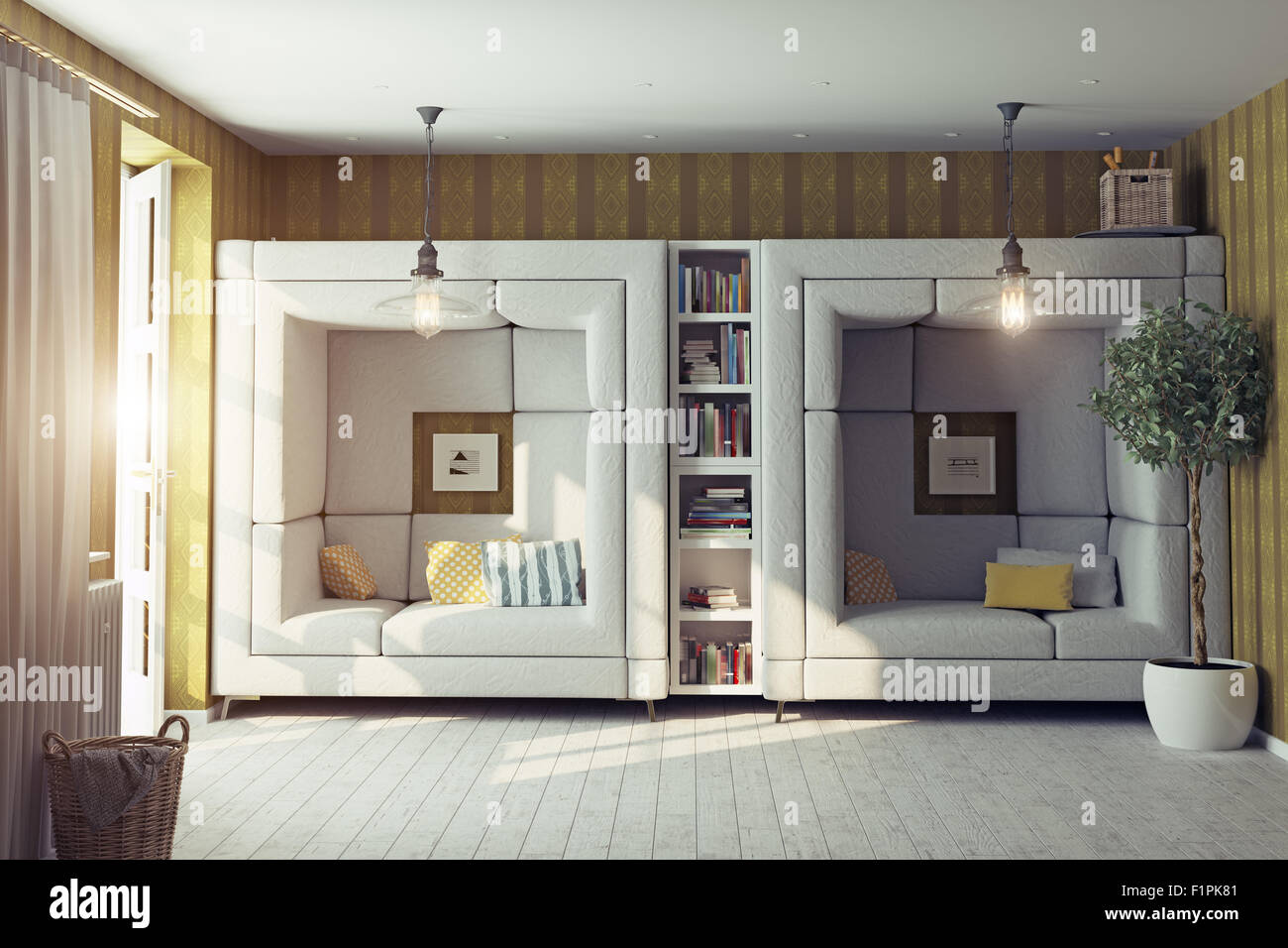 modern design living room interior. 3d design concept Stock Photo - Alamy
