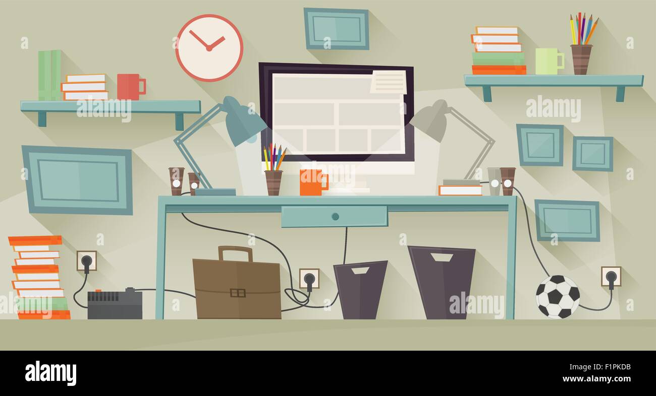 Workplace concept. Flat design. Vector illustration Stock Vector