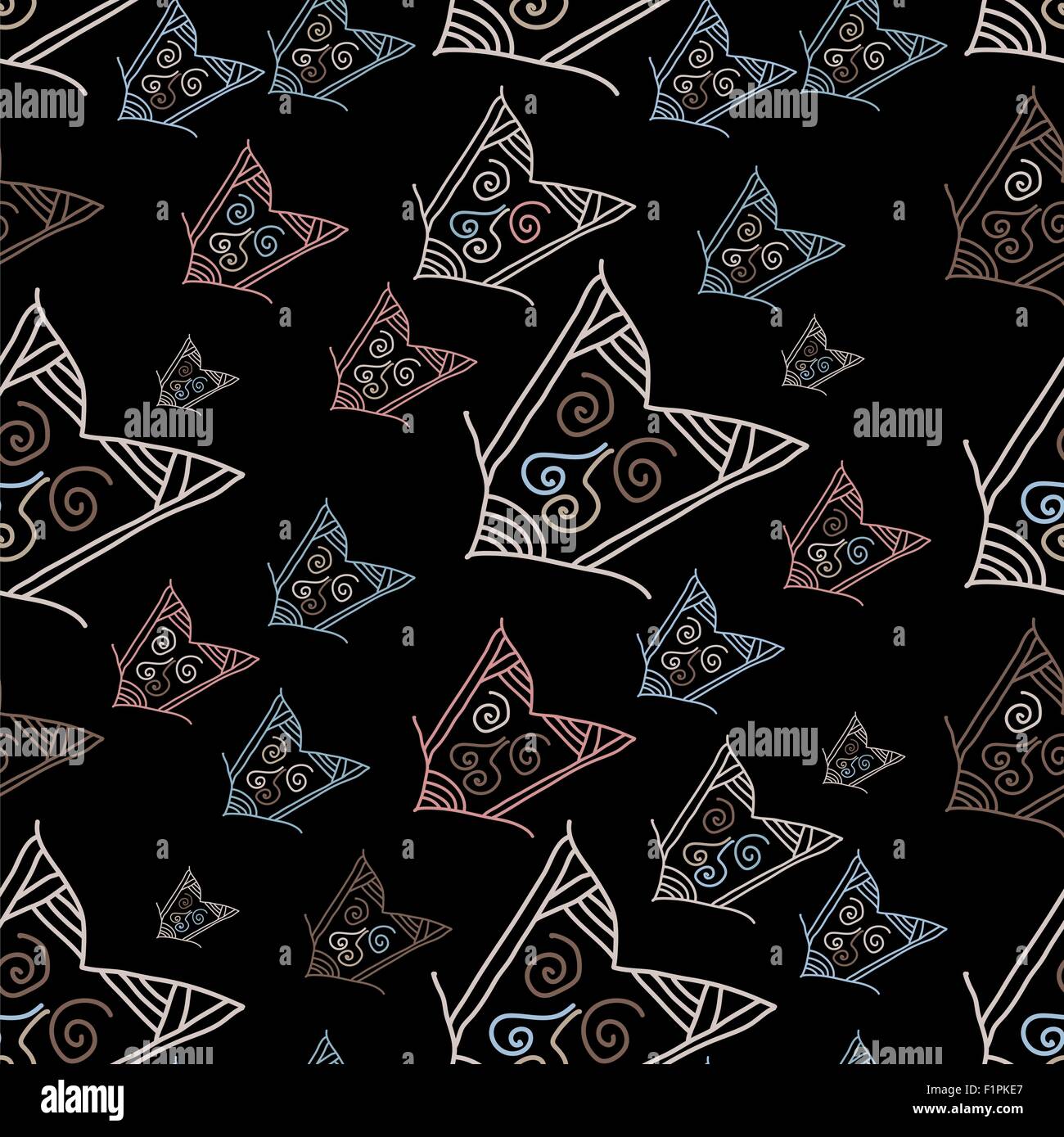 Seamless pattern with hand-drawn arrows on black background. Vector ...