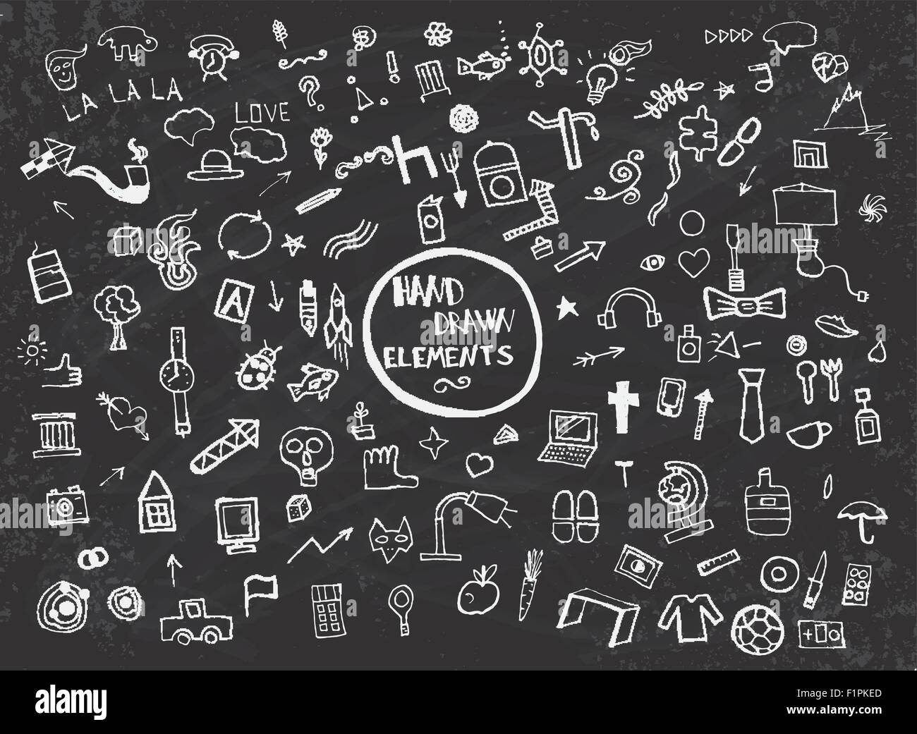 Pattern with Hand Drawn Icons and Elements. Vector Illustration Stock Vector