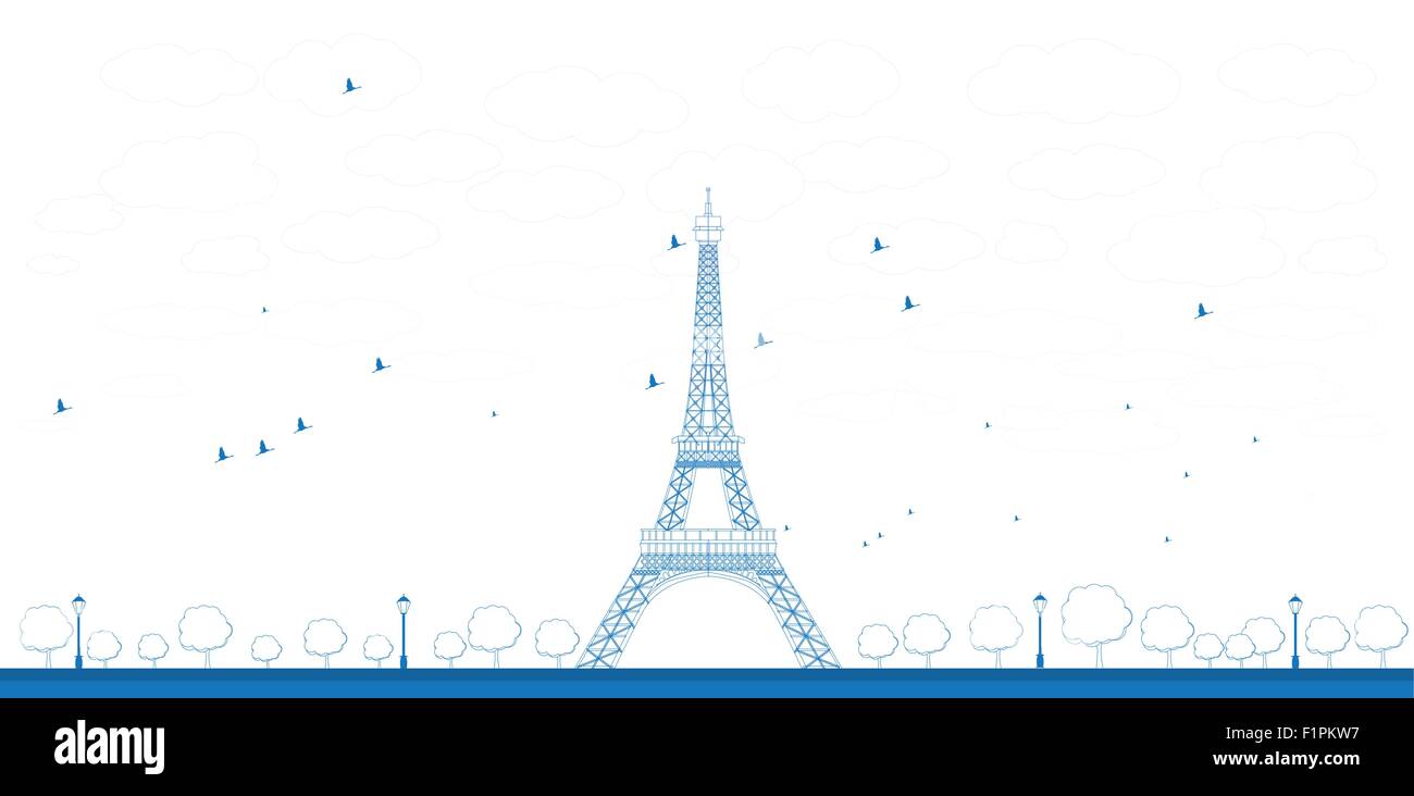 Outline Vector illustration of Eiffel Tower Stock Vector