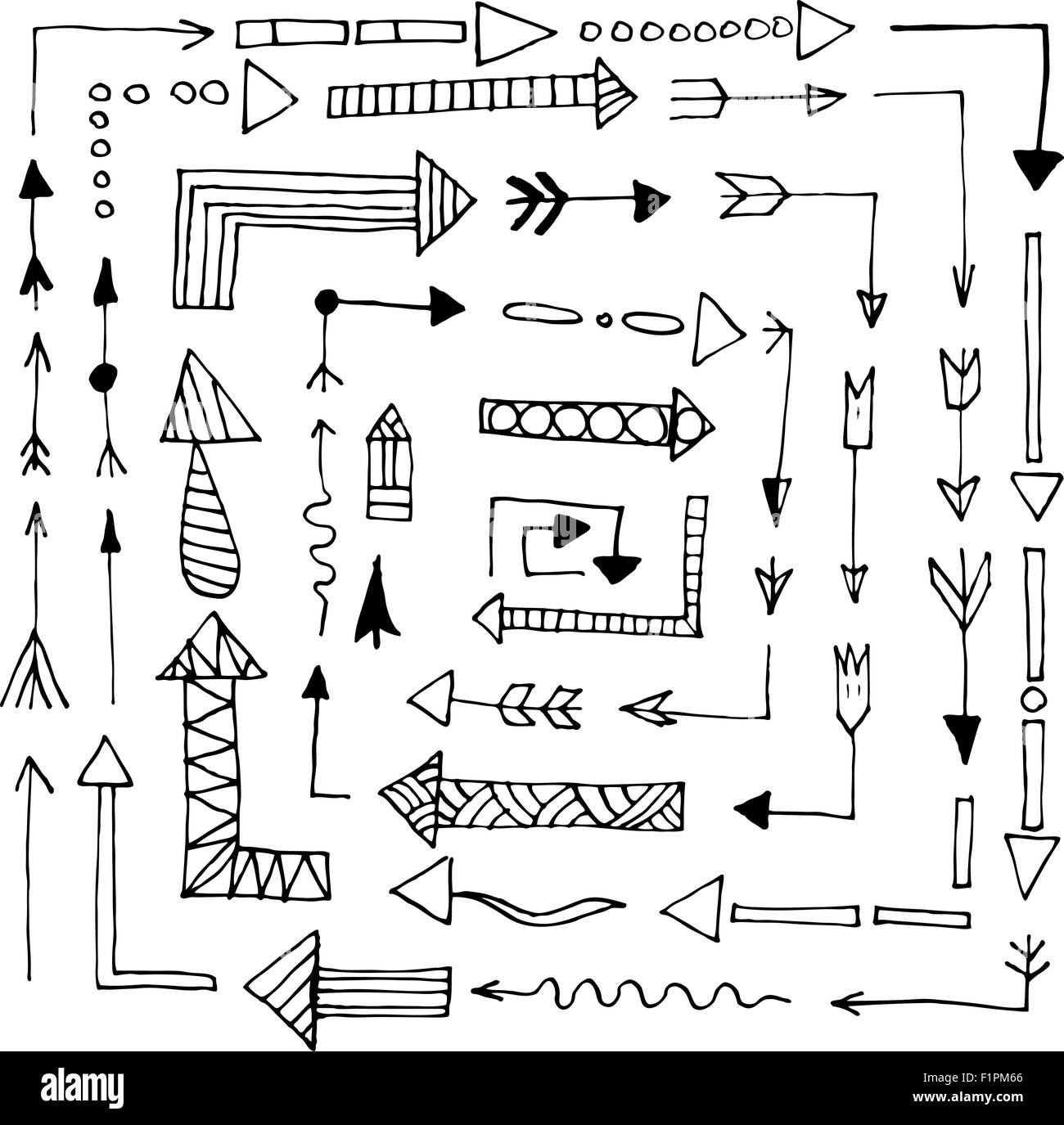 Hand drawn arrows set isolated on white background Vector illustration ...