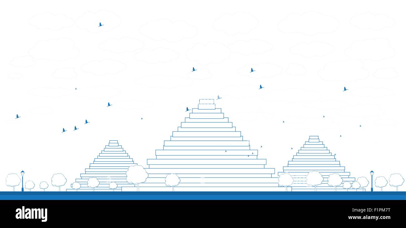 Outline Pyramids in Giza Vector illustration in flat style Stock Vector