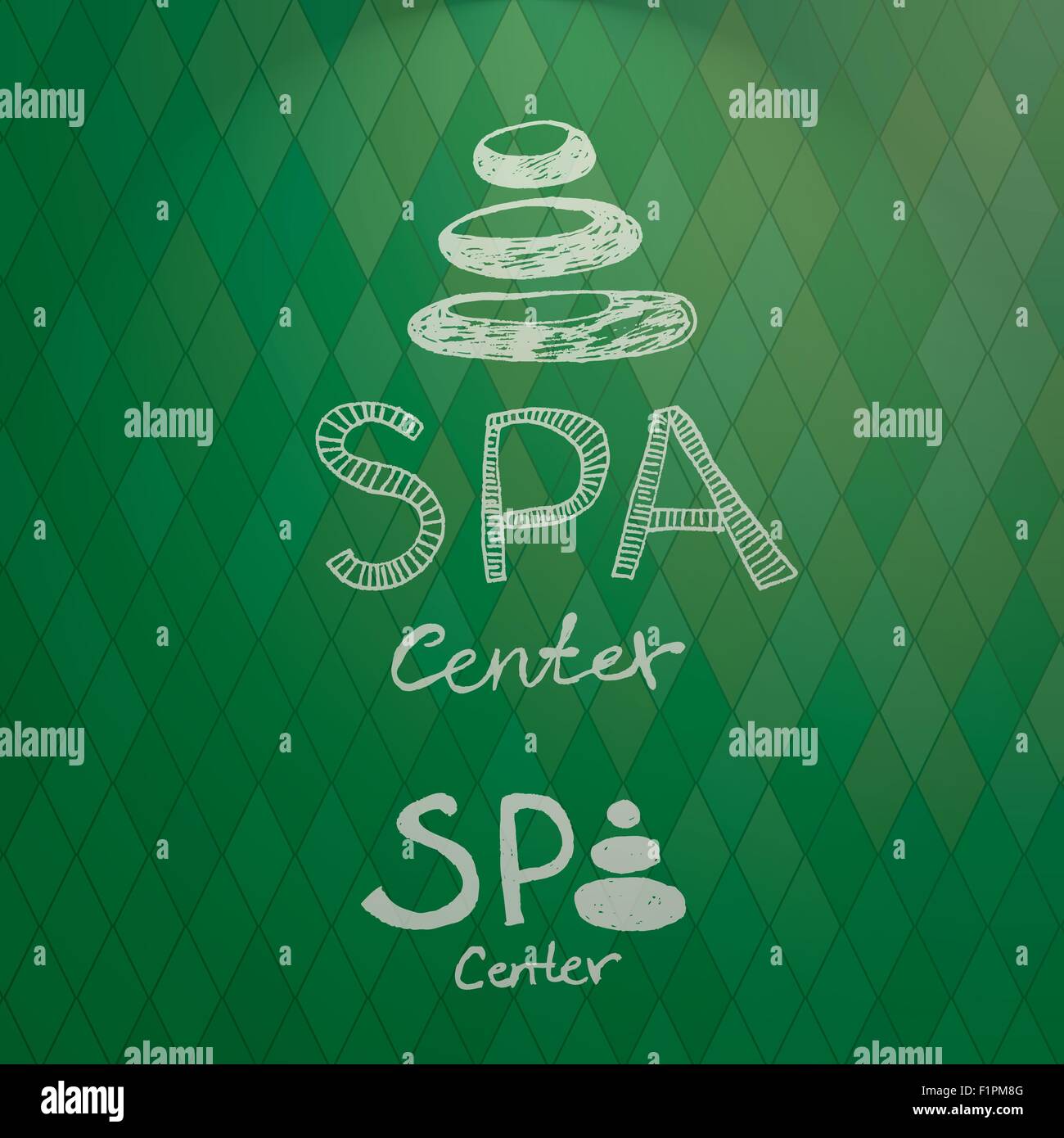 Hand drawn logo of spa center made from stacked white stones Vector illustration Stock Vector