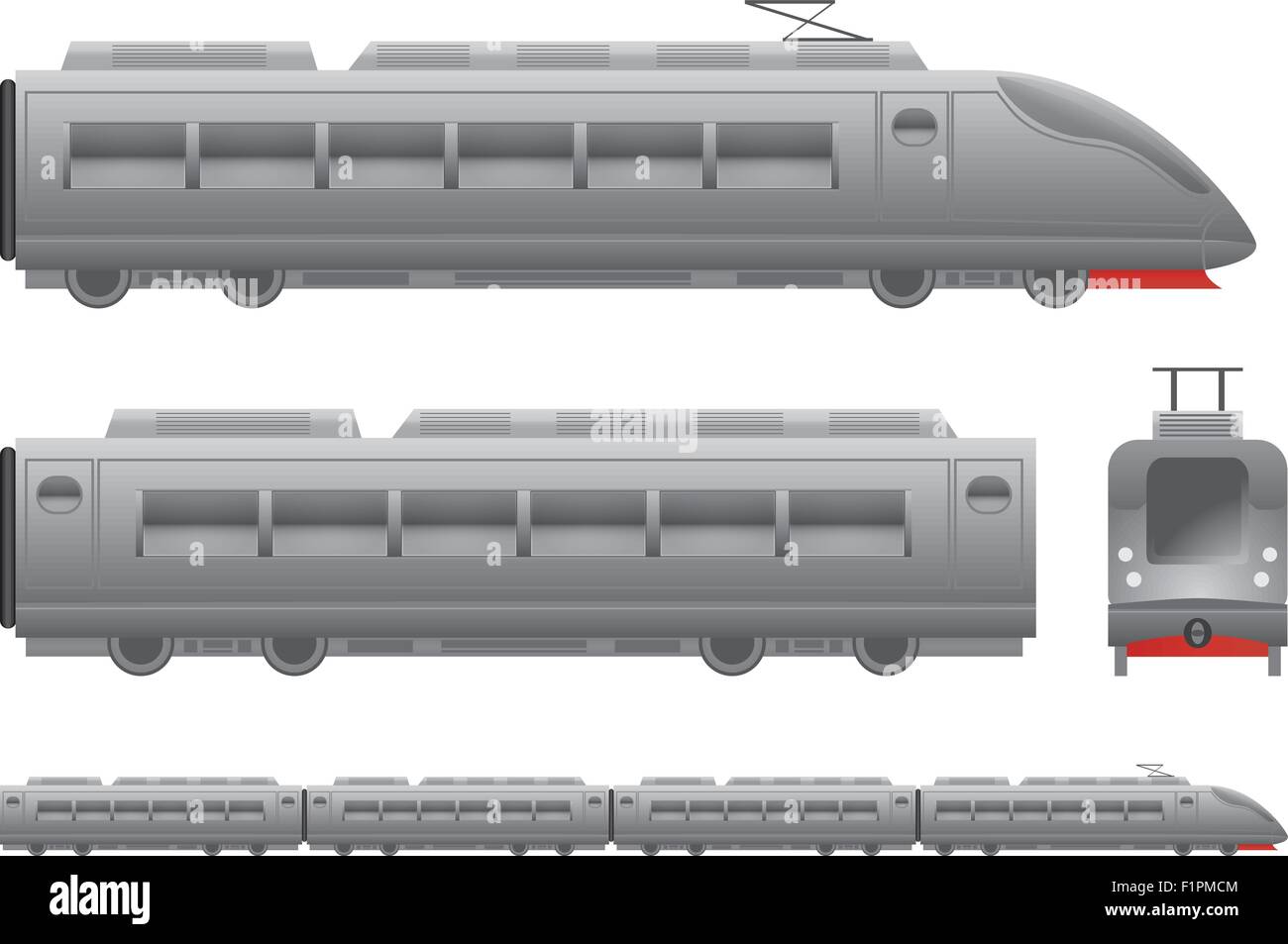 Grey Passenger train Isolated vector illustration Stock Vector