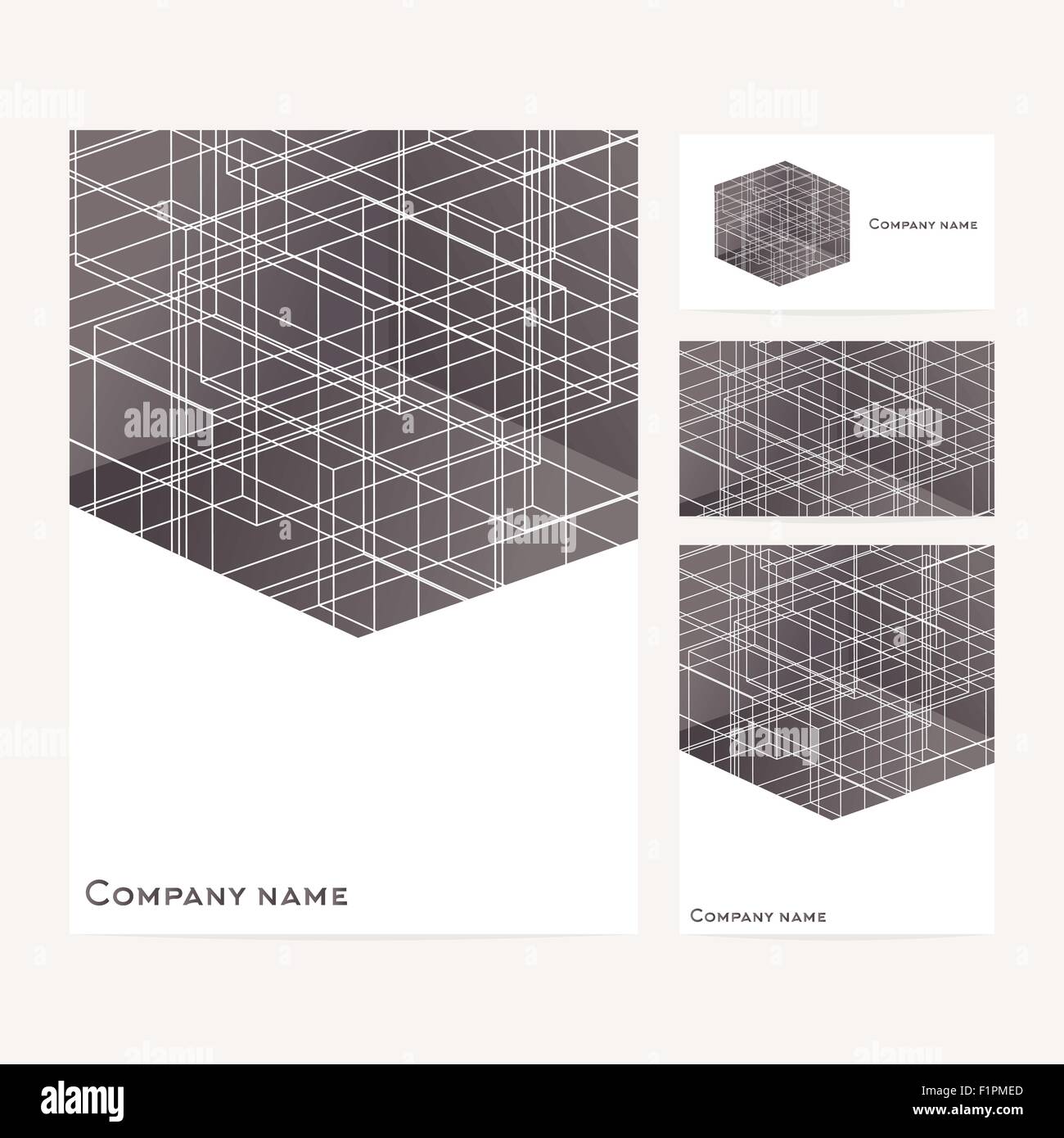 Stationery template design with square elements and white lines Vector illustration Stock Vector